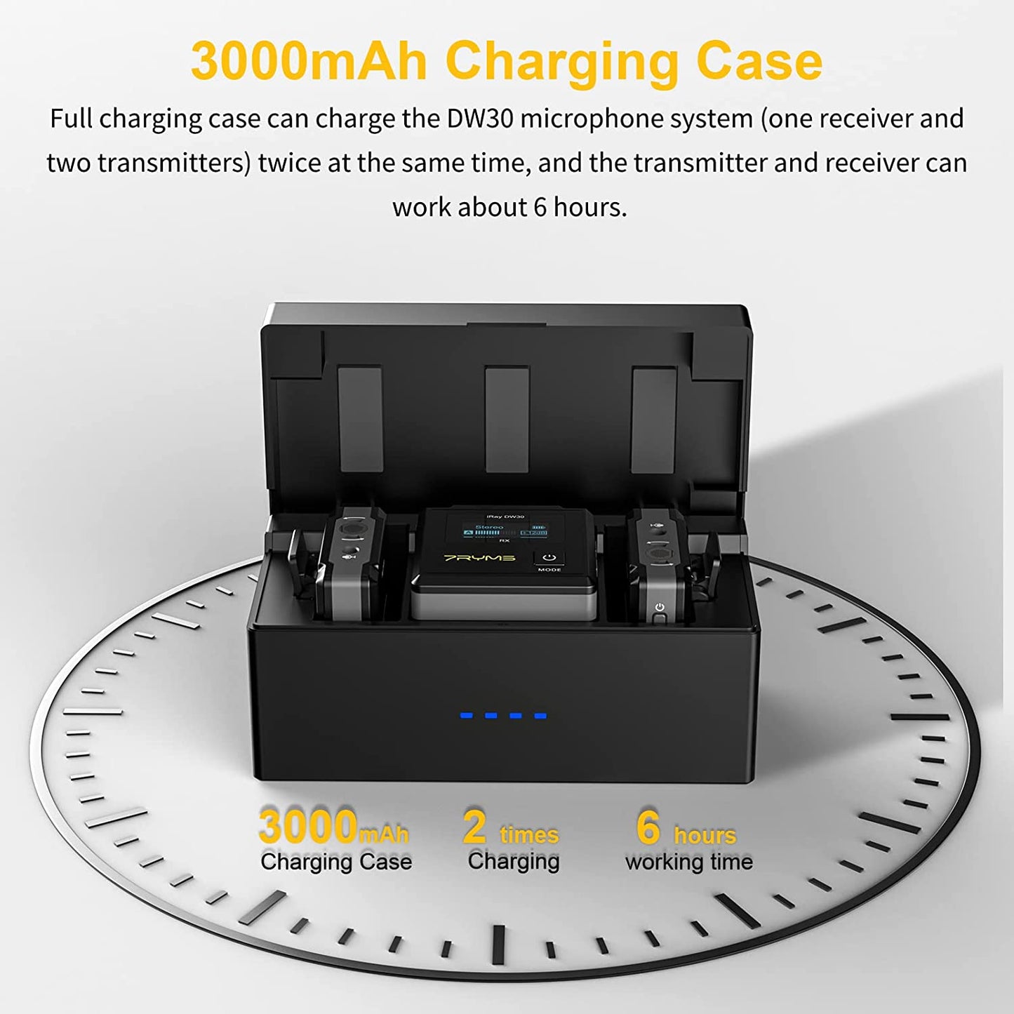 7RYMS 8G Onboard Recording Wireless-Lavalier-Microphone System Iray DW30 2.4G Dual-Channel Wireless Lapel Mic with Charging Case for Camera, Phone, Iphone, Computer, for Vlogging, Filming, Streaming  7RYMS   