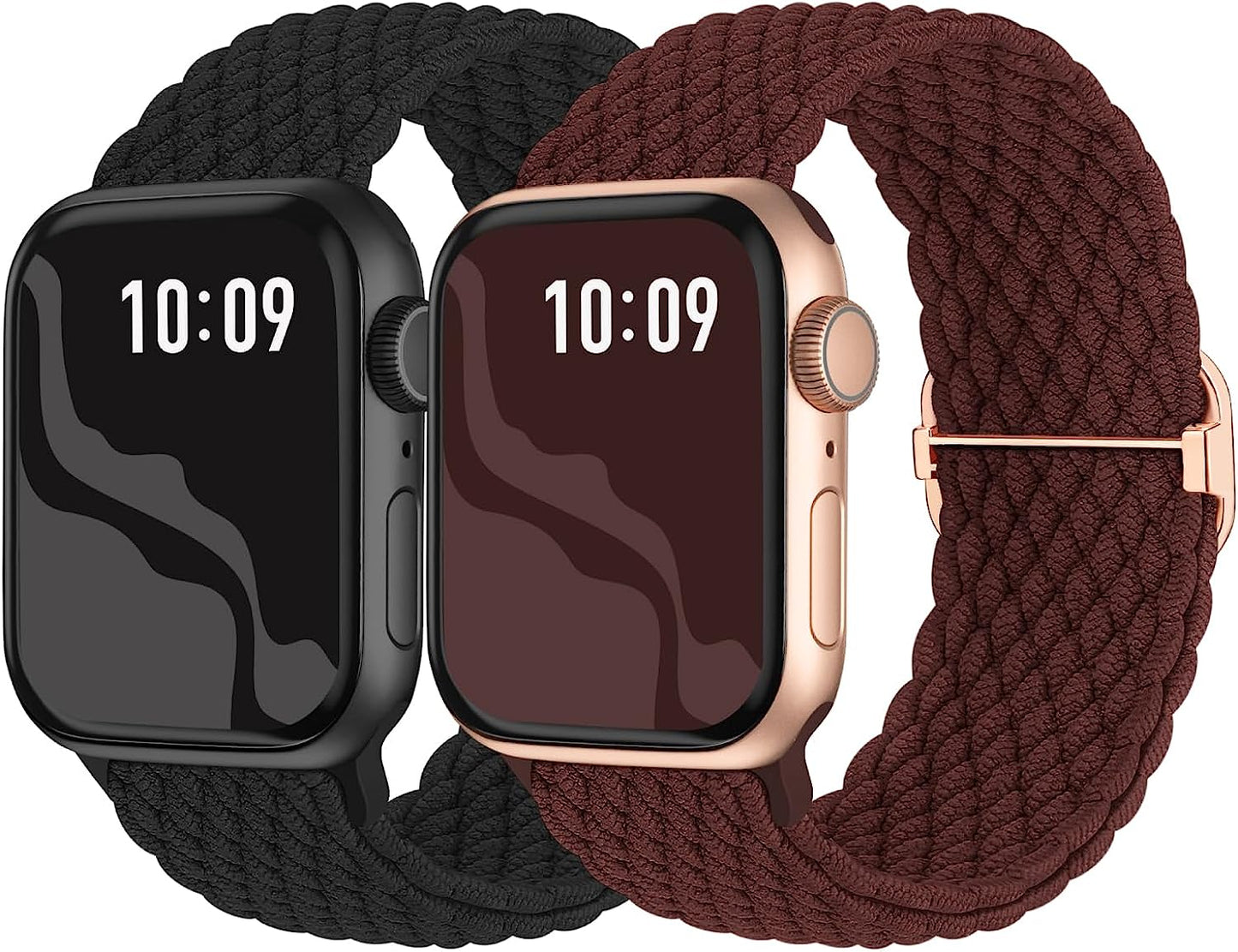 Braided Solo Loop Compatible with Apple Watch Band 38Mm 40Mm 41Mm 42Mm 44Mm 45Mm 49Mm, Stretchy Sport Bands Women Men Elastic Nylon Wristband for Iwatch Series 8 7 6 SE 5 4 3 2 1 Ultra  Suitisbest Wine/Black 38mm/40mm/41mm 