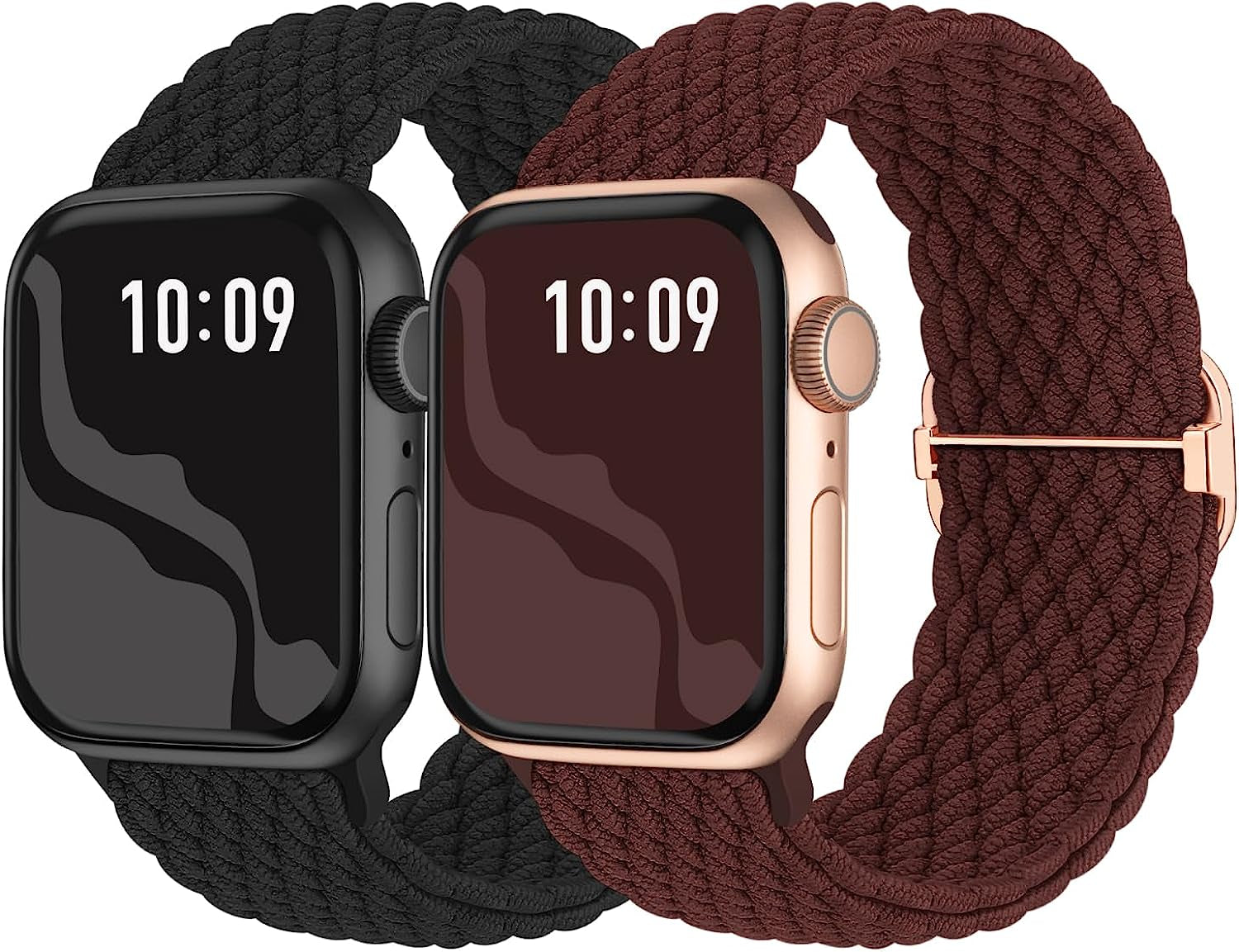 Braided Solo Loop Compatible with Apple Watch Band 38Mm 40Mm 41Mm 42Mm 44Mm 45Mm 49Mm, Stretchy Sport Bands Women Men Elastic Nylon Wristband for Iwatch Series 8 7 6 SE 5 4 3 2 1 Ultra  Suitisbest Wine/Black 38mm/40mm/41mm 