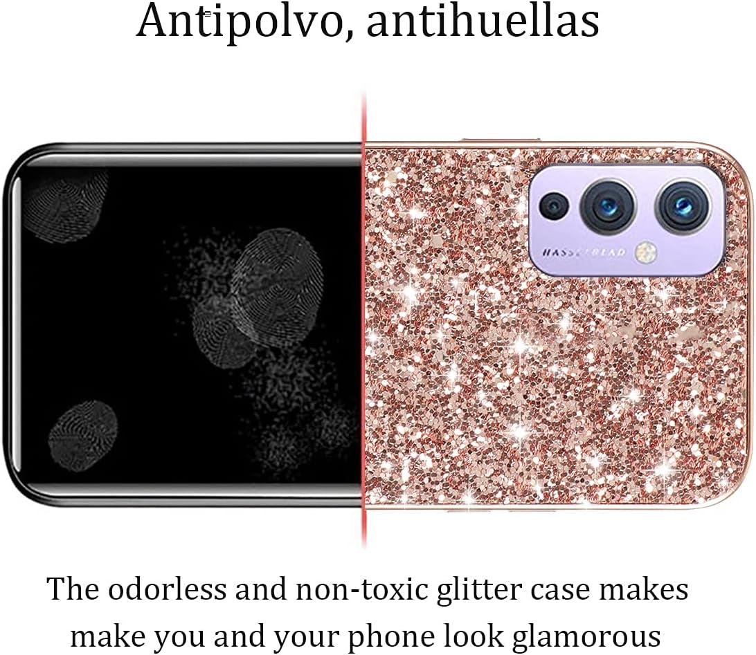 Compatible with Oneplus 9 Case Glitter Shockproof,Oneplus 9 Phone Case Bling Sparkly Soft TPU and PC Silicone Shiny Girl Women Thin Protective Cover (Rose Gold)  Wousunly   