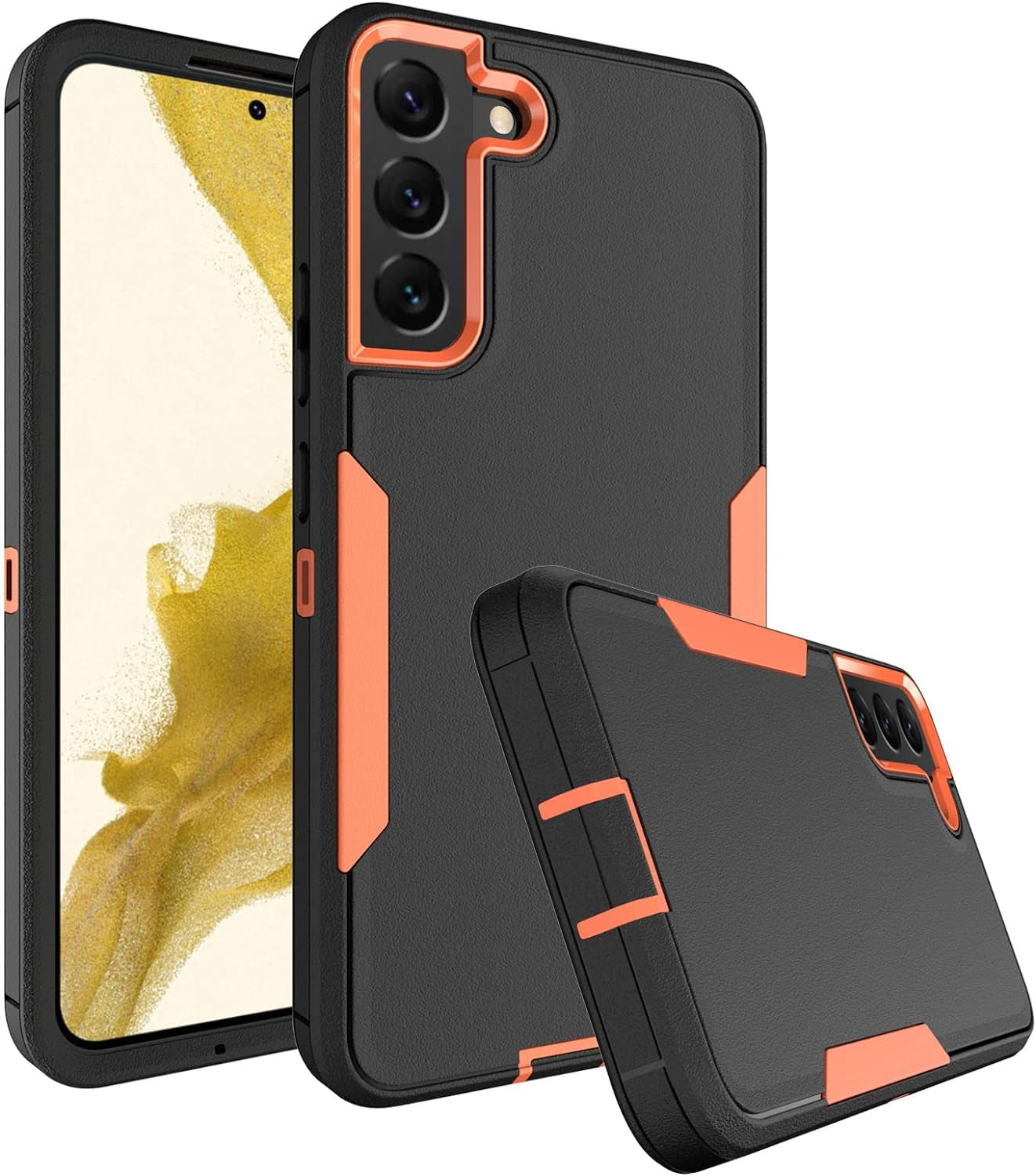 Dahkoiz for Samsung Galaxy S22 Case, Dust-Proof Port Cover, Full Body Durable Silicone Rubber Phone Case for Samsung Galaxy S22 5G, Black/Purple  UNISMART INC Galaxy S22 Plus Case Orange/Black Galaxy S22 Plus 