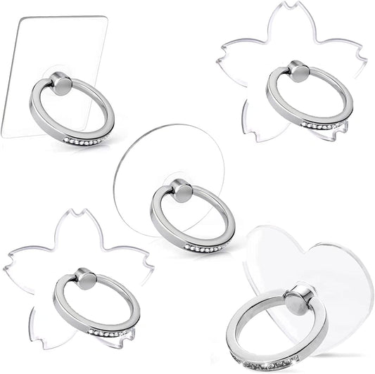 Transparent Phone Ring Holder Grip 5 Pack- Glitter Diamond Clear Cell Phone Ring Stand Holder Finger Grip Kickstand 360¡Ã Rotation, Compatible with Most of Phones, Tablets and Case  CRUMPS   