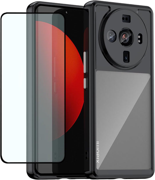 DFTCVBN Phone Case for Xiaomi 12S Ultra Case, 2203121C Case with HD Screen Protector, Soft Bumper with Clear Crystal PC Hard Back Shockproof Cover Cases for Xiaomi 12S Ultra 5G Black  DFTCVBN   