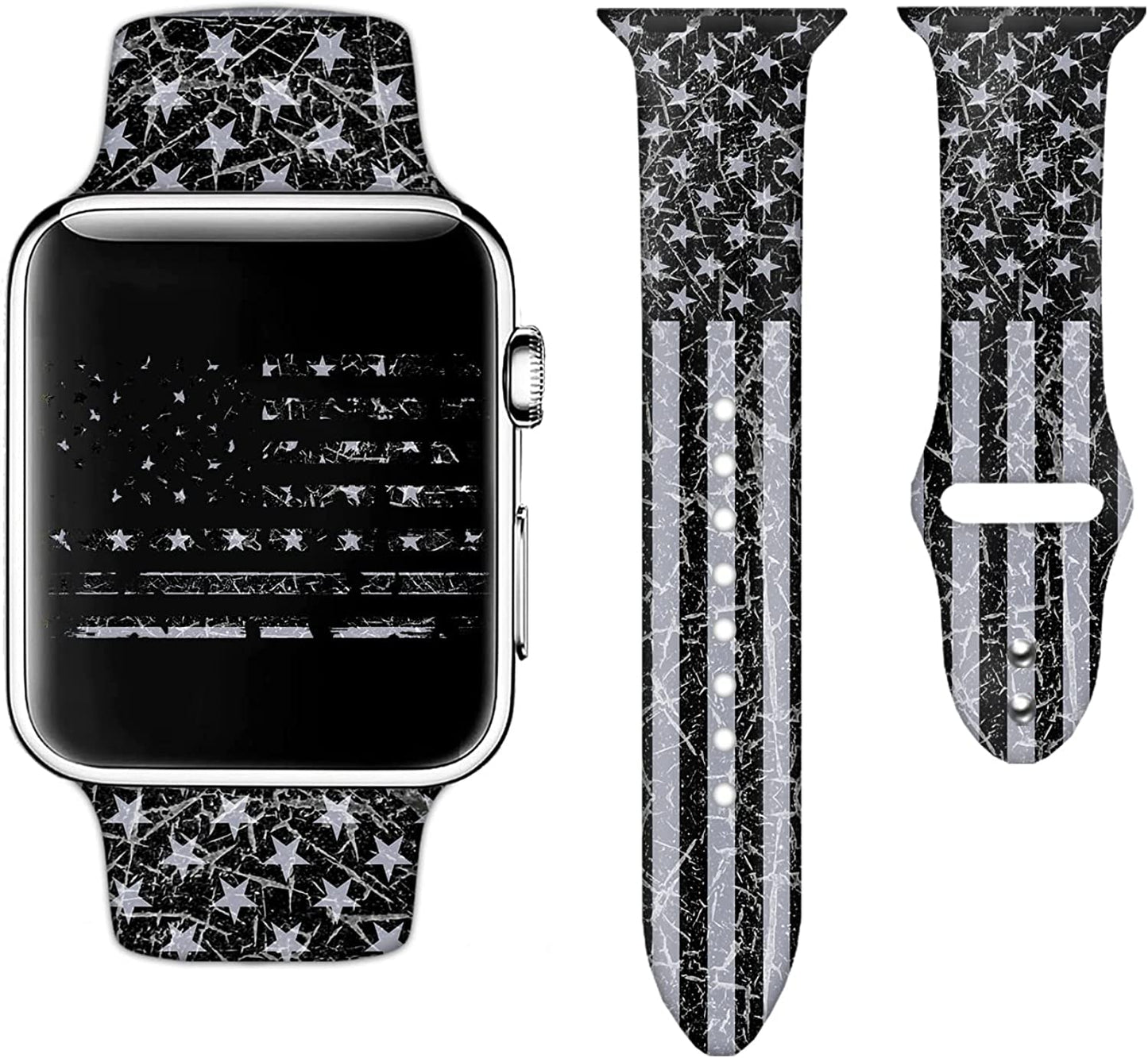 Camo Watch Bands Compatible with Apple Watch 38Mm 40Mm 41Mm 42Mm 44Mm 45Mm for Women Men, Adjustable Soft Silicone Sport Wristbands Replacement Strap for Iwatch Series 7 6 5 4 3 2 1  GEJPJGE American Flag -2 38mm/40mm/41mm (M/L) 