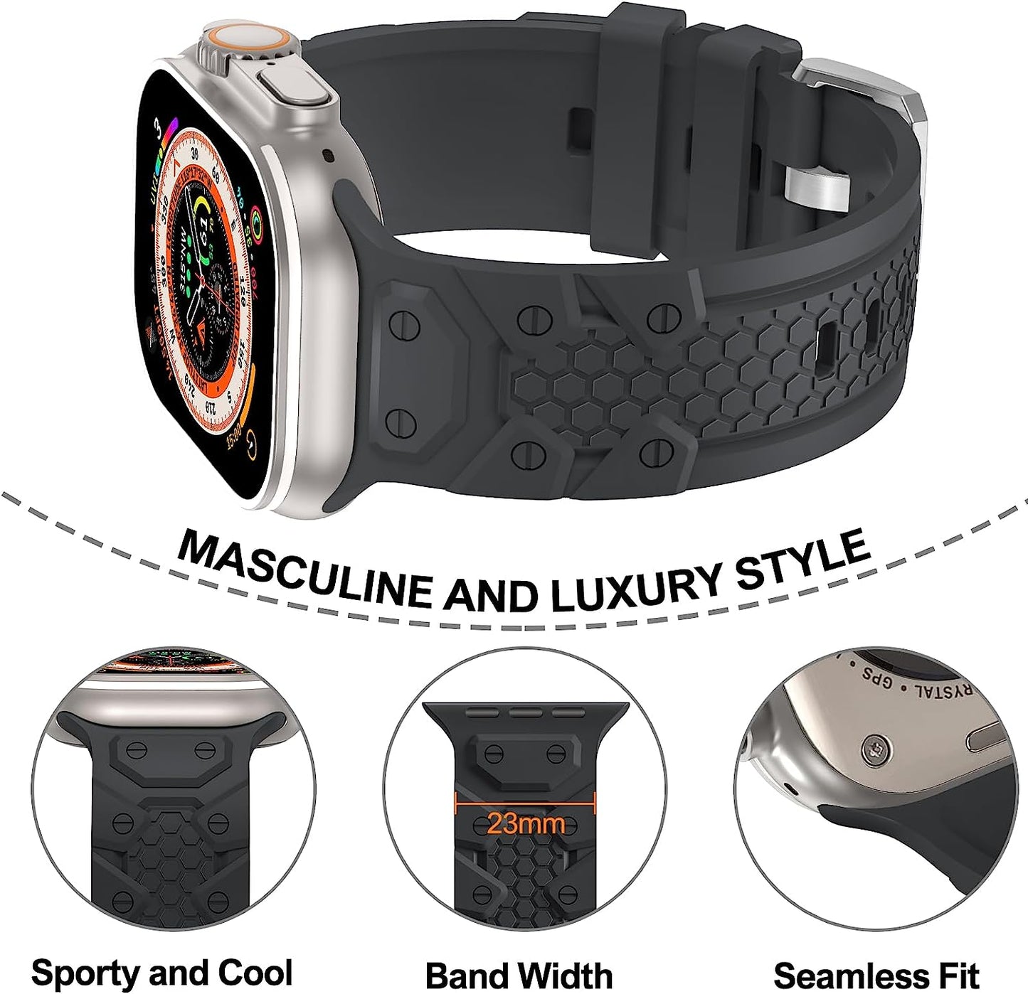 YAXIN 2 Pack Sport Band Compatible for Apple Watch Ultra Band 49Mm 45Mm 44Mm 42Mm Men, Soft Silicone Wristband Replacement Strap for Apple Watch Band Ultra Iwatch Series 8/7/SE/6/5/4/3  YAXIN   