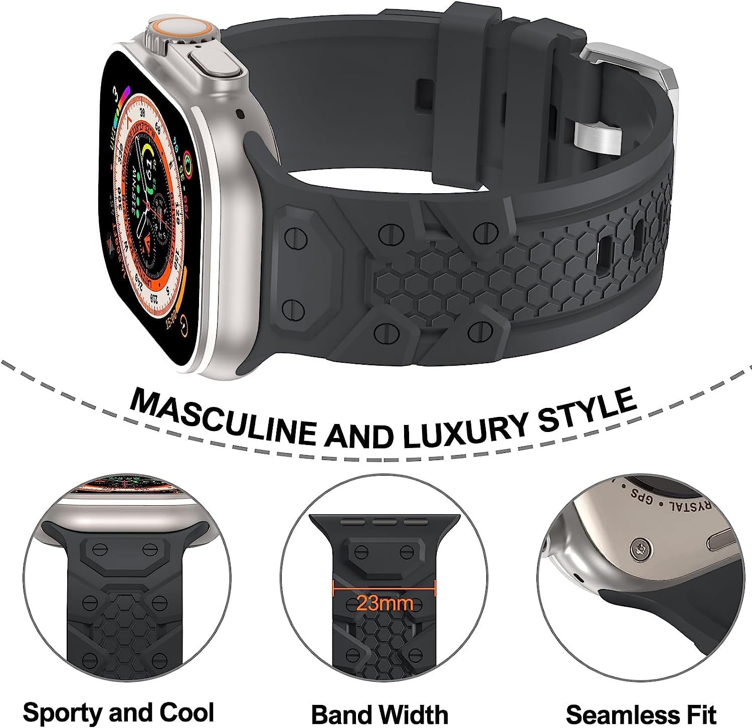 YAXIN 2 Pack Sport Band Compatible for Apple Watch Ultra Band 49Mm 45Mm 44Mm 42Mm Men, Soft Silicone Wristband Replacement Strap for Apple Watch Band Ultra Iwatch Series 8/7/SE/6/5/4/3  YAXIN   