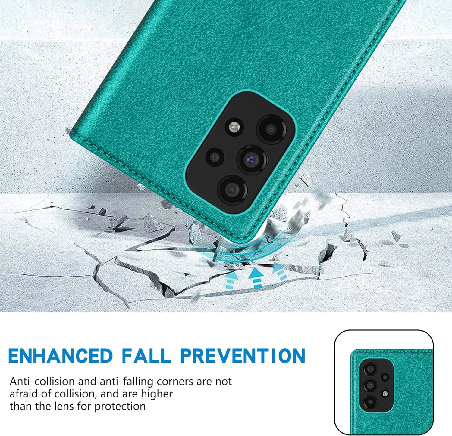 ZZXX Samsung Galaxy A53 5G Wallet Case with [RFID Blocking] Card Slot Stand Strong Magnetic Leather Flip Fold Protective Phone Case for Samsung Galaxy A53 5G Case Wallet(Lake Blue-6.5 Inch)  ZZXX   