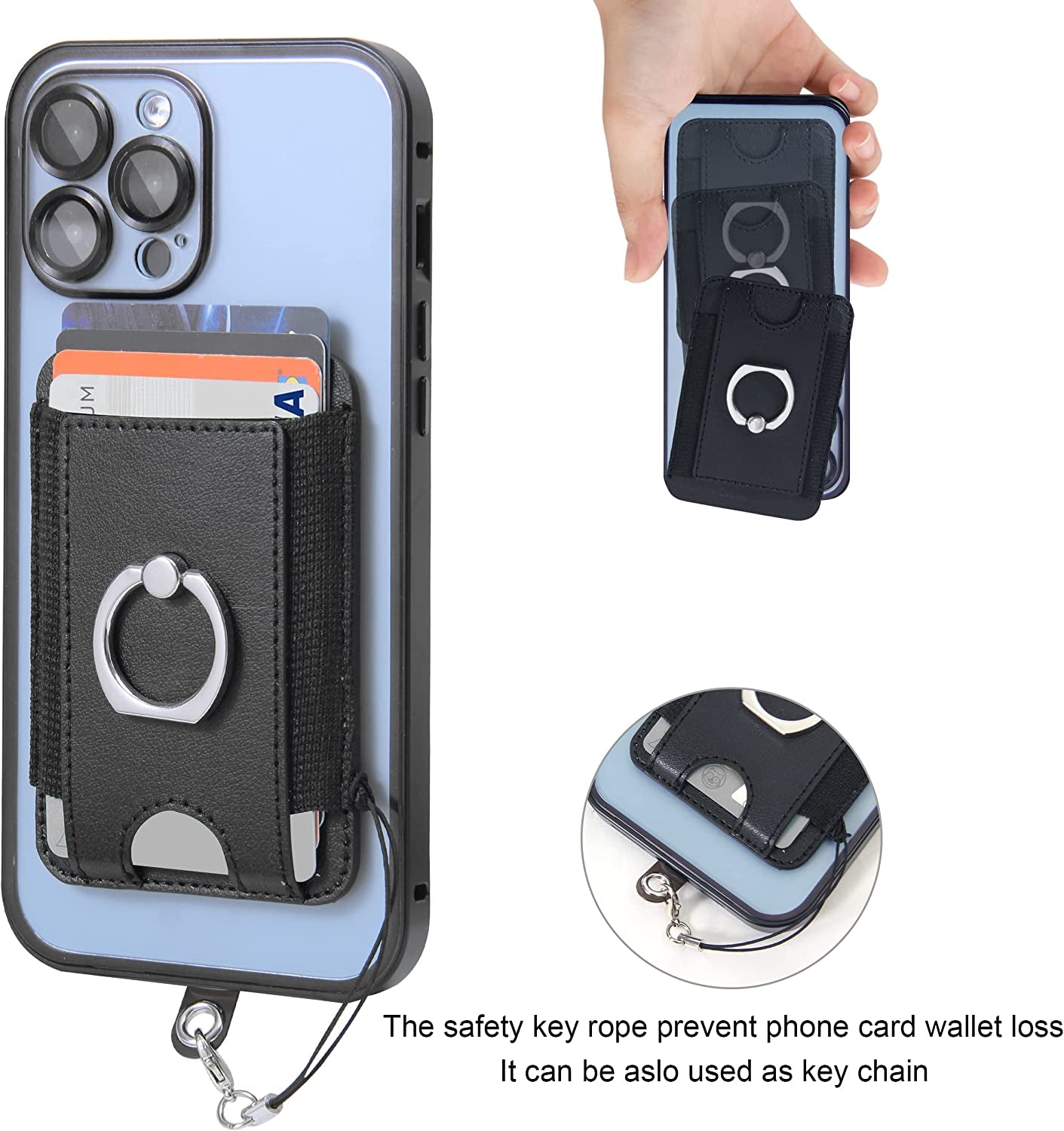 Welohas Magnetic Phone Wallet,Magsafe Leather Wallet for Back of Phone,Phone Card Holder with Ring Grip Stand for Mag-Safe Apple Iphone 14/13/12 Series,Fits Max 8 Cards  WeLohas   