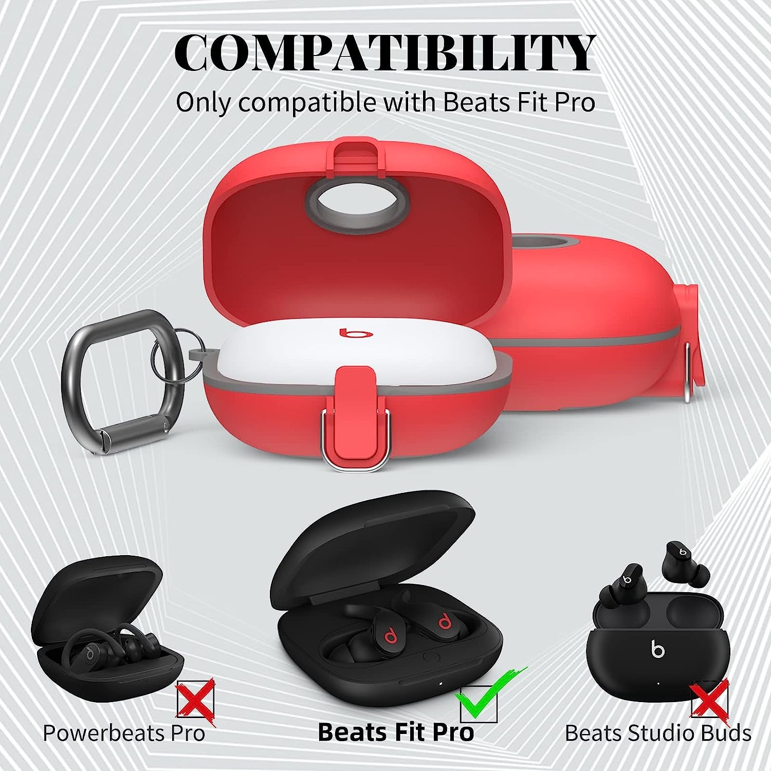 [Upgrade Secure Lock] Case for Beats Fit Pro 2021, WOFRO Shock-Absorbing Protective Cover TPU Hard Shell with Anti-Lost Lanyard/Keychain[One-Click Pop] (Red)  WOFRO   