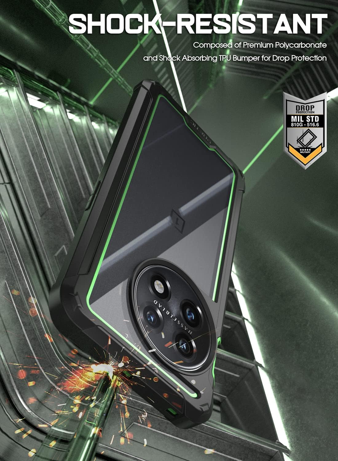 Poetic Guardian Case for Oneplus 11 5G 6.7" (2023) [20 FT Mil-Grade Drop Tested], Full-Body Hybrid Shockproof Bumper Cover with Built-In Screen Protector, Green/Clear  Poetic   