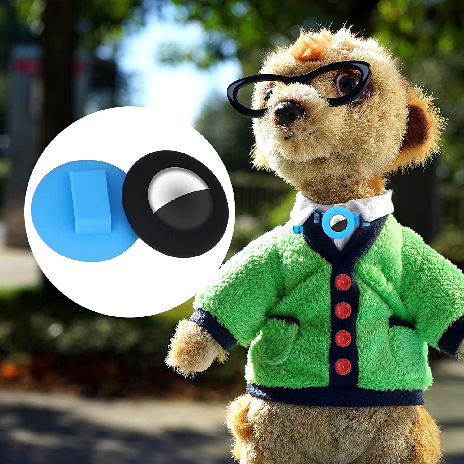 TOYMIS 2 Pcs Pet Collar Holders Compatible with Airtag, Silicone Cat Collar Holder Dog Collar Holder 3/8" Collar Tag Holders for Pets Dog Cat Children Elderly Bags (Black, Blue)  TOYMIS   