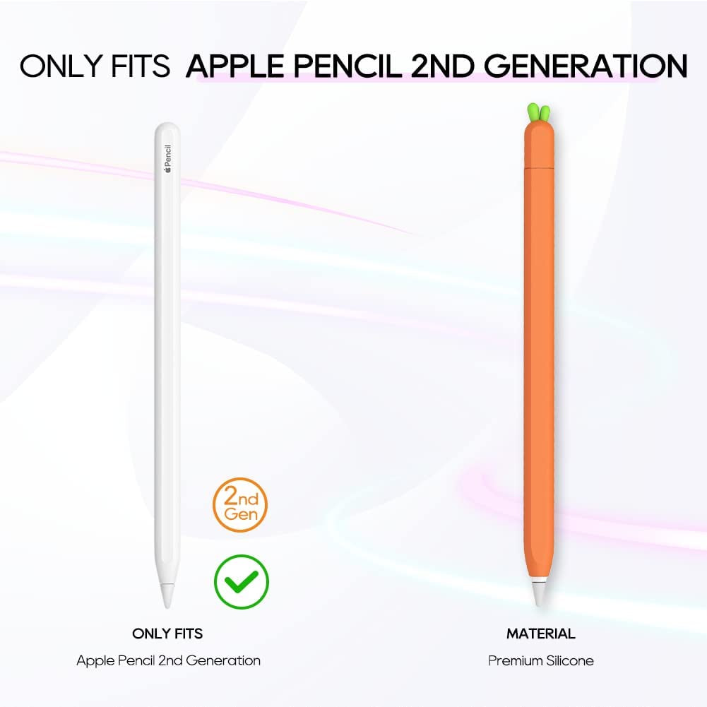 Case for Apple Pencil 2Nd Generation Case Sleeve Soft Silicone Cute Carrot Design Protective Cover Holder Accessories Compatible with Apple Pencil 2Nd Gen (Orange)  Meowster   