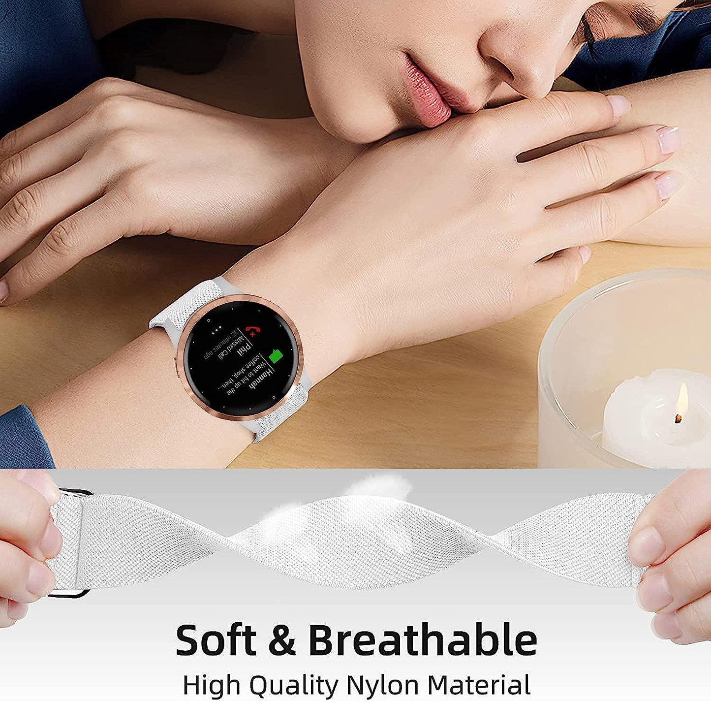 Krudary Elastic Bands Compatible with 18Mm Garmin Vivoactive 4S / Vivomove 3S/ Venu 2S , Soft Stretch Nylon Loop Bracelet Watch Strap Replacement Watchband for Garmin Forerunner 255S/255S Music  Krudary   