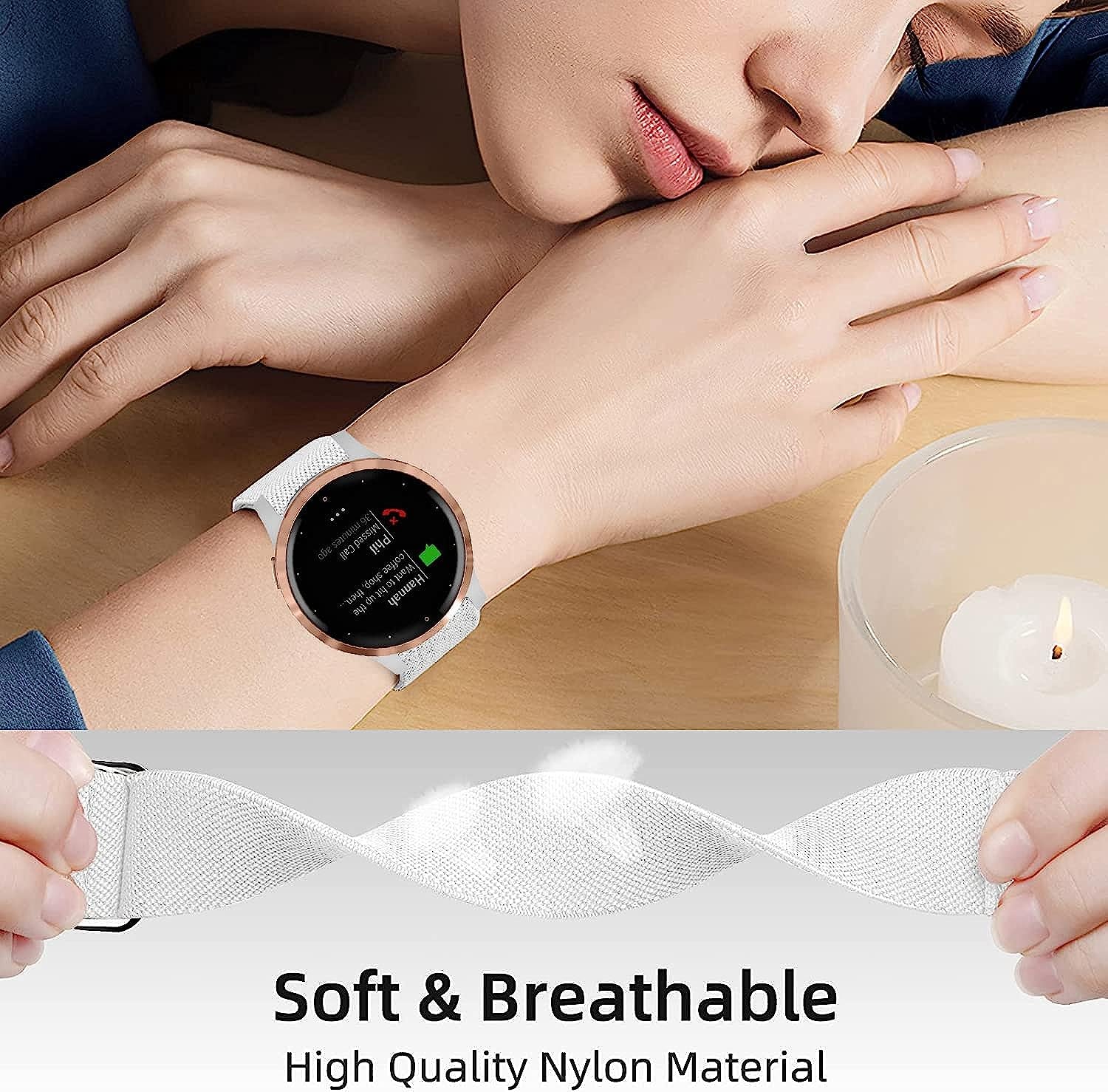 Krudary Elastic Bands Compatible with 18Mm Garmin Vivoactive 4S / Vivomove 3S/ Venu 2S , Soft Stretch Nylon Loop Bracelet Watch Strap Replacement Watchband for Garmin Forerunner 255S/255S Music  Krudary   