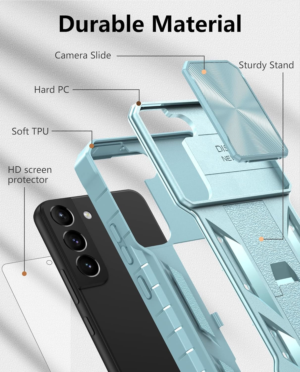 WTYOO for Samsung Galaxy S22-Plus Case: Military Grade Drop Proof Protective Rugged TPU Matte Shell | Shockproof Durable Protection Tough Cell Phone Cover with Built-In Kickstand  WTYOO   