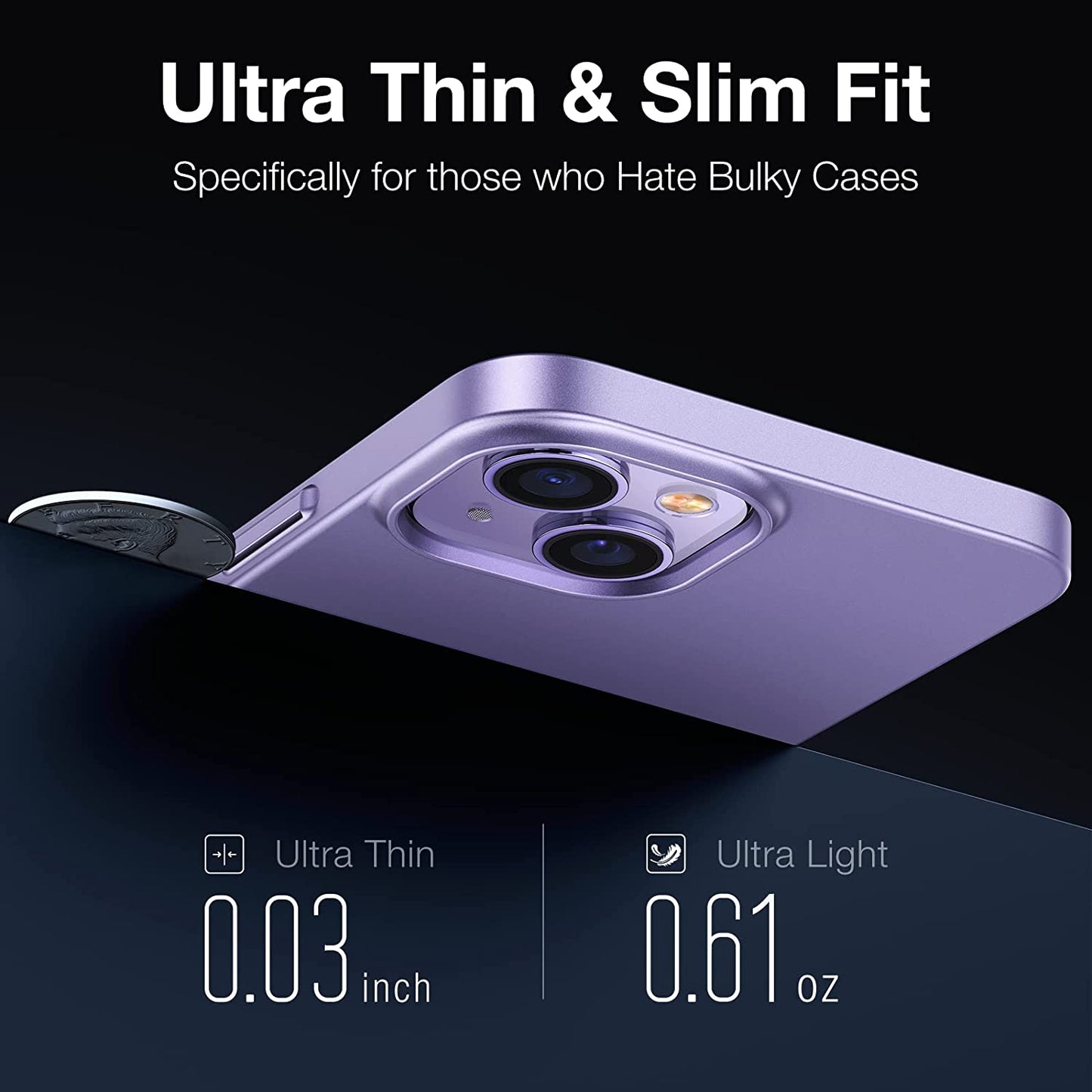 TORRAS Slim Fit for Iphone 14 Case/Iphone 13 Case Ultra-Thin Sturdy Protective Cover with Non-Slip Grip & No Fingerprint Hard Plastic Phone Case for Iphone 14/13 (6.1"), Clove Purple  TORRS   