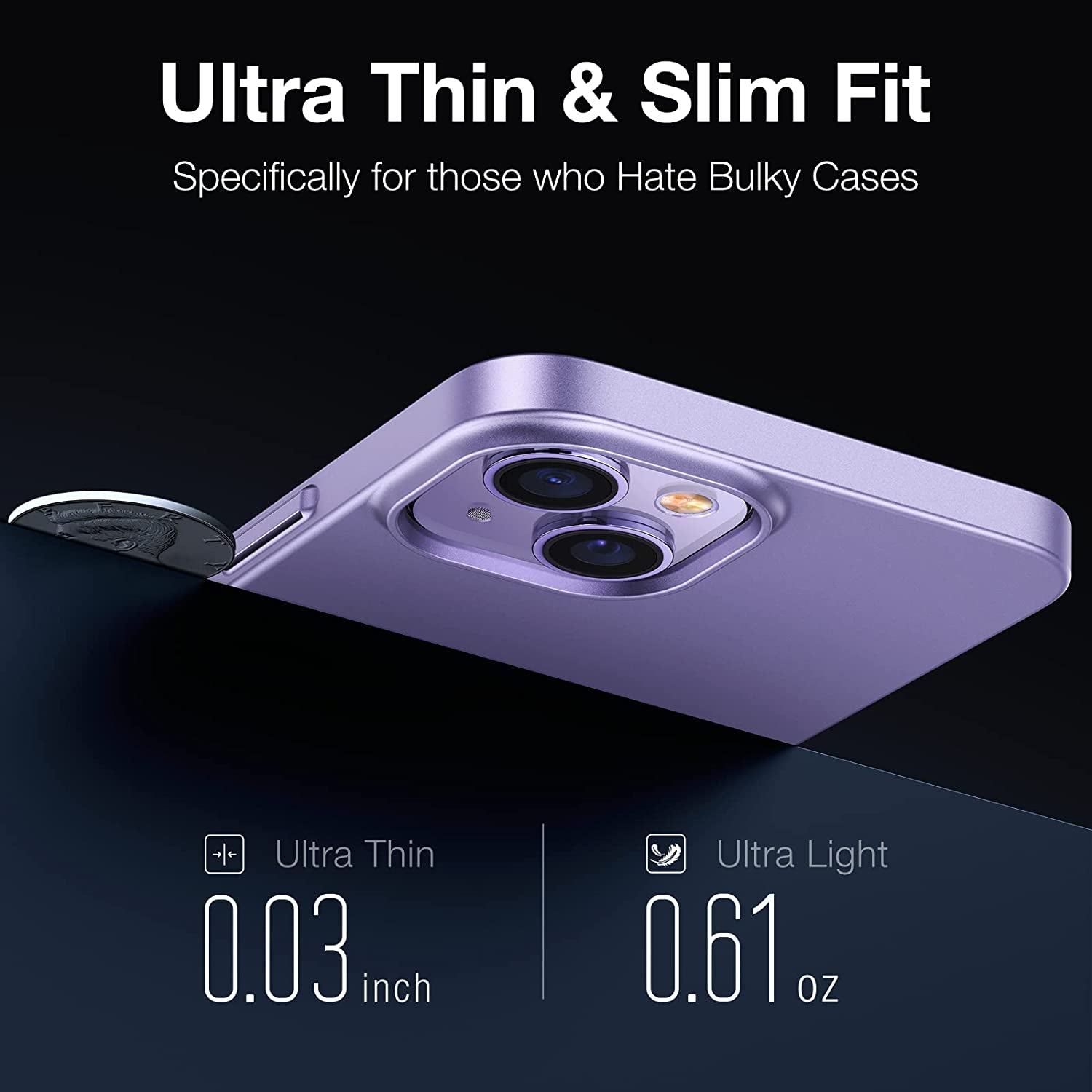 TORRAS Slim Fit for Iphone 14 Case/Iphone 13 Case Ultra-Thin Sturdy Protective Cover with Non-Slip Grip & No Fingerprint Hard Plastic Phone Case for Iphone 14/13 (6.1"), Clove Purple  TORRS   