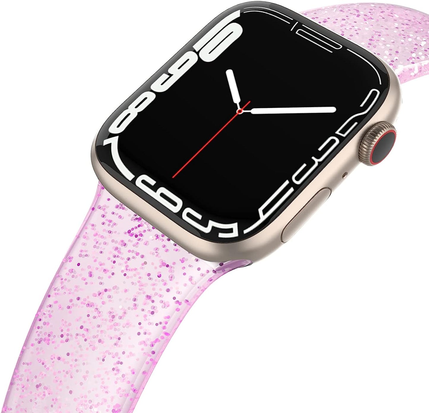 EDIMENS Sport Band Compatible with Apple Watch Bands 41Mm 38Mm 40Mm, Shiny Bling Glitter Silicone Soft Thin Small Replacement Band Compatible for Iwatch Series 8 7 6 5 4 3 2 1 SE Sport Edition Women  EDIMENS Glistening liac 5.5" - 6.9" 