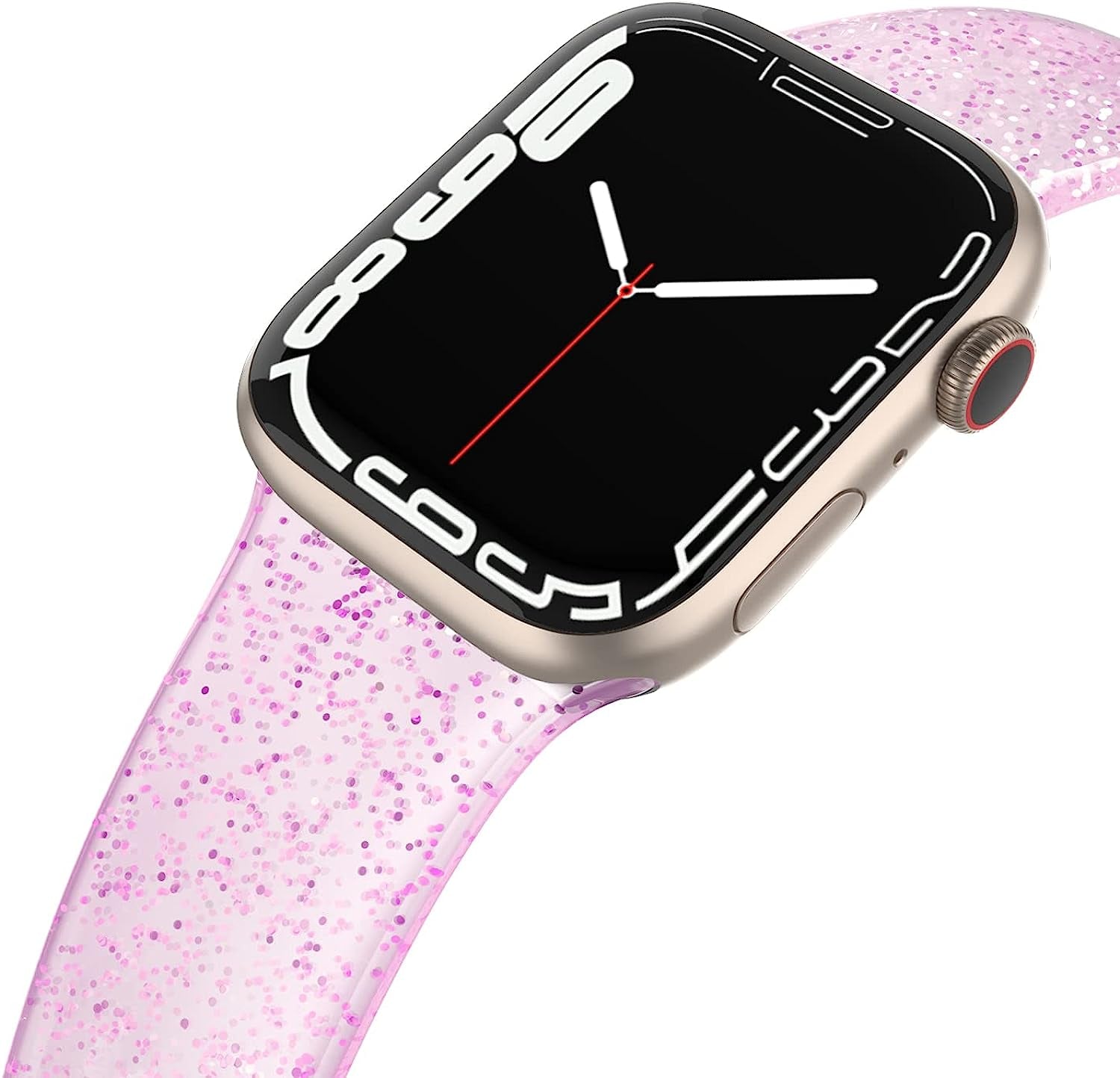 EDIMENS Sport Band Compatible with Apple Watch Bands 41Mm 38Mm 40Mm, Shiny Bling Glitter Silicone Soft Thin Small Replacement Band Compatible for Iwatch Series 8 7 6 5 4 3 2 1 SE Sport Edition Women  EDIMENS Glistening liac 5.5" - 6.9" 