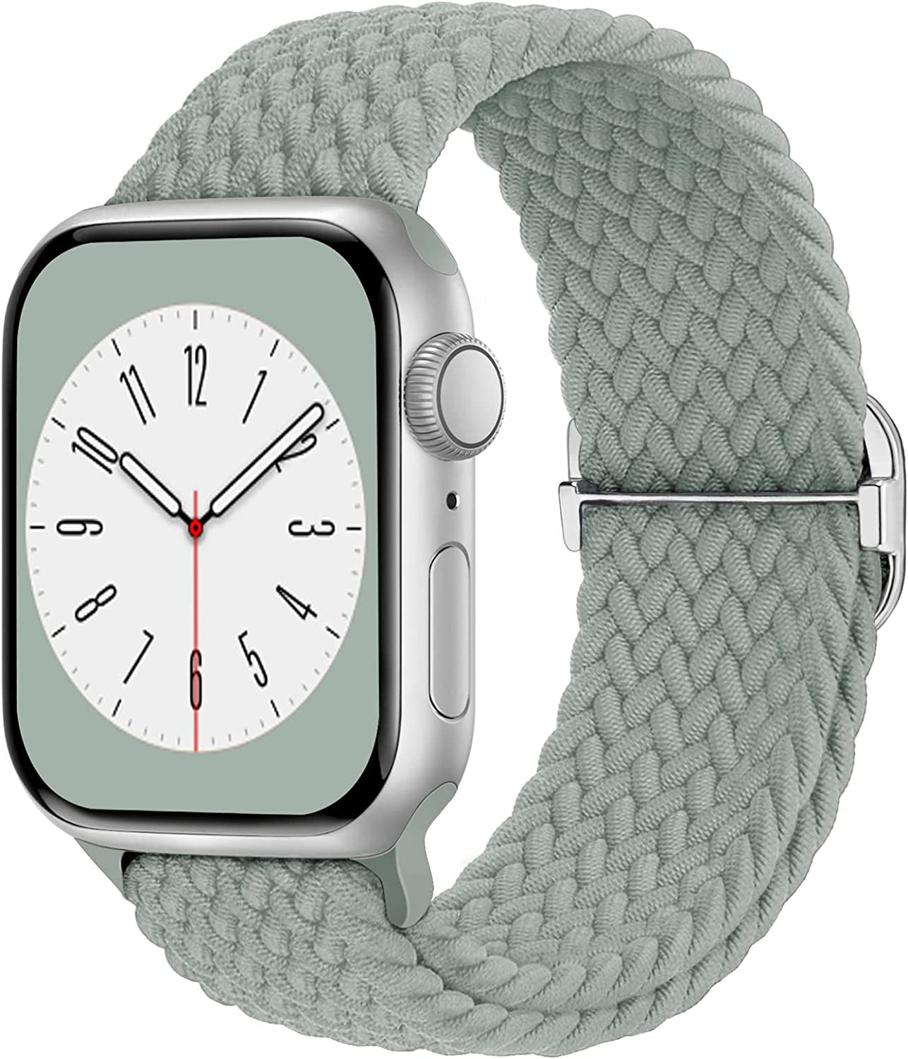 Braided Solo Loop Compatible with Apple Watch Band 38Mm 40Mm 41Mm 42Mm 44Mm 45Mm 49Mm for Women Men, Stretchy Straps Elastic Sport Wristbands for Iwatch Series 8 7 6 5 4 3 2 1 SE Ultra  Butifacion Light Green 42/44/45/49mm 
