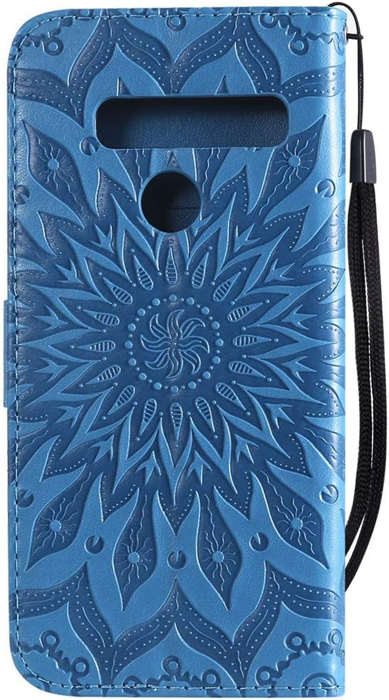 Asdsinfor LG G8 Case Stylish Advanced Embossing Wallet Case Credit Cards Slot with Stand for PU Leather Shockproof Flip Magnetic Case for LG G8 / LG G8 Thinq/Lg G8S Sunflower Blue KT  Asdsinfor   