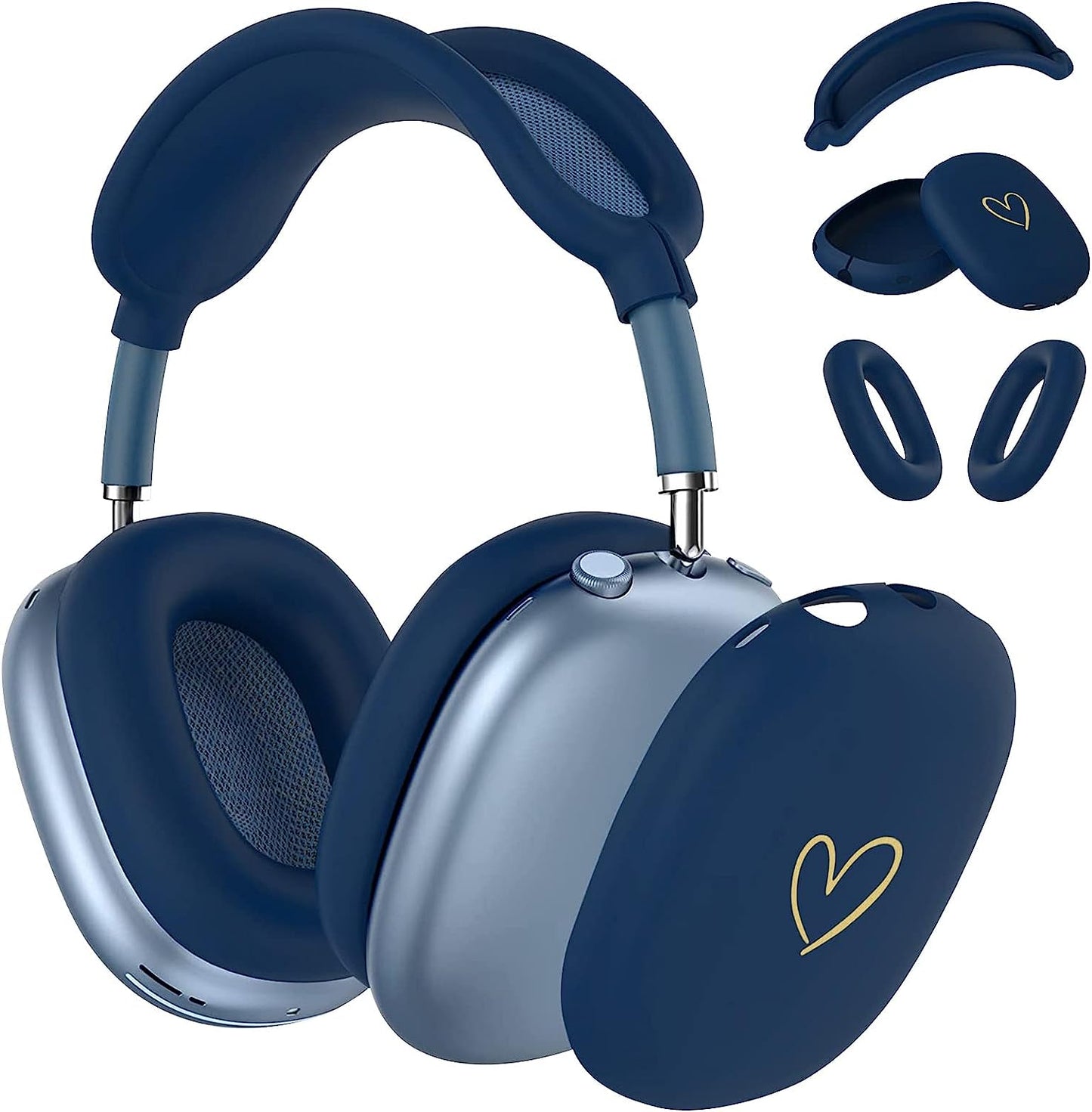 AIIEKZ Case for Airpods Max Headphones,Anti-Scratch Soft Silicone with Gold Heart Pattern Ear Cups Case Cover/Ear Pad Cover/Headband Cover for Apple Airpod Max (Black)  AIIEKZ Midnight Blue  
