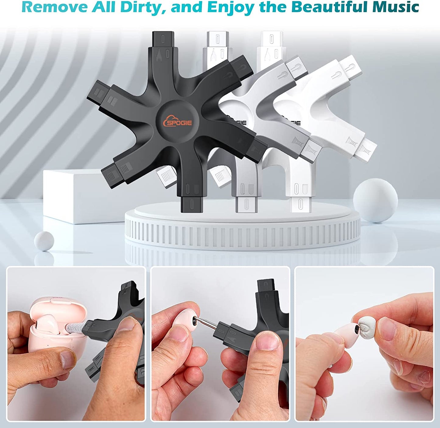 12 in 1 Iphone Cleaning Kit, Airpods Cleaning Kit with Portable Bag, Iphone Charging Port Cleaning Kit, Fix Unreliable Charging Connection, 2023 (Black)  Spogie   