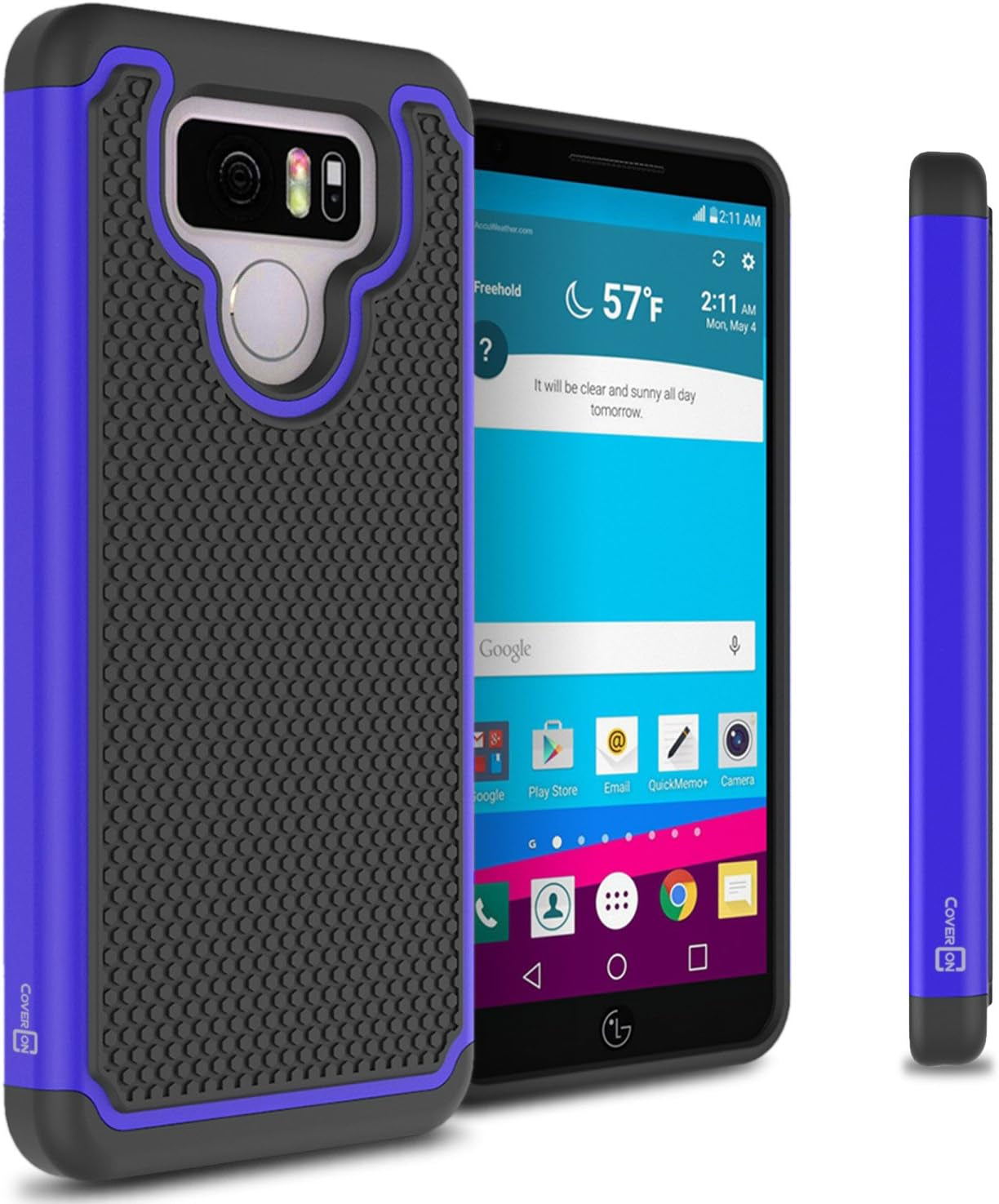 Coveron Heavy Duty Hybrid Hexaguard Series for LG G6 / G6 plus Case, Blue on Black  CoverON   