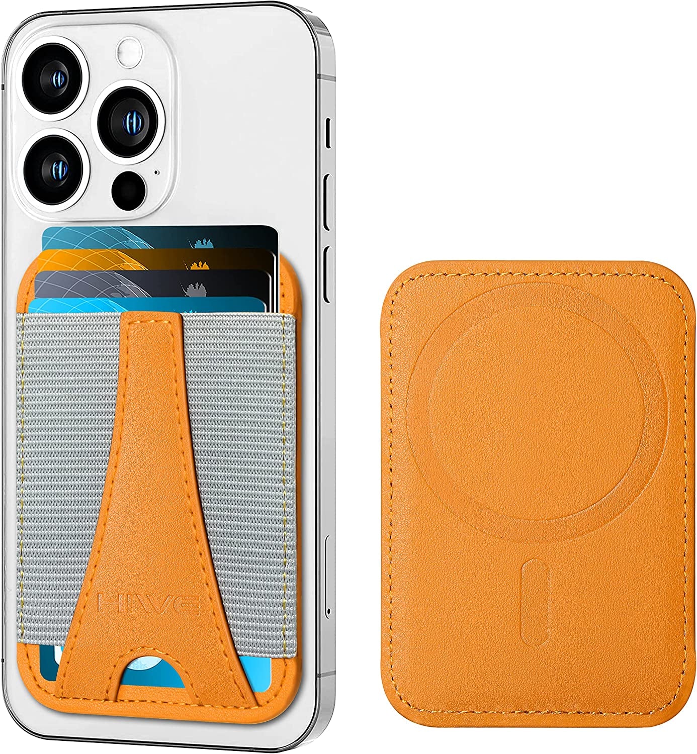 Magnetic Card Wallet Holder for Magsafe, Eiffel-Tower Magsafe Wallet for Apple Iphone 14 Pro Max/14 Pro/14/14 Plus/13/12, Magsafe Leather Wallet, Magnetic Card Holder for Iphone 14/13/12 Series, Black  ShenZhen FenCun KeJi Youxiangognsi D-Orange  