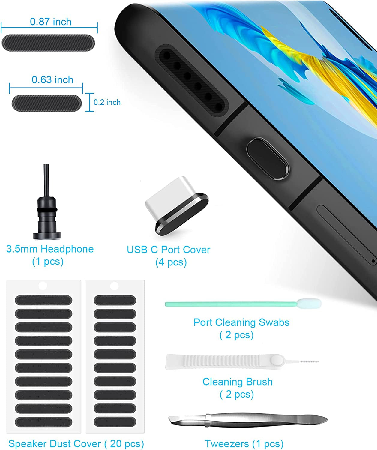Gavemi USB C Dust Plug Dust Cover for Phone USB Type C Charging Port Speaker anti Dust Protection Cover Kit  Bstq   