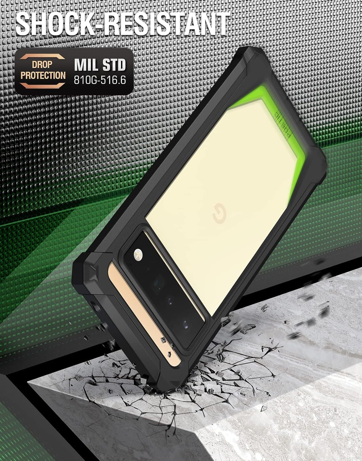 Poetic Guardian Case Designed for Google Pixel 6 Pro 5G, Built-In Screen Protector Work with Fingerprint ID, Full Body Hybrid Shockproof Bumper Cover Case, Green/Clear  Poetic   