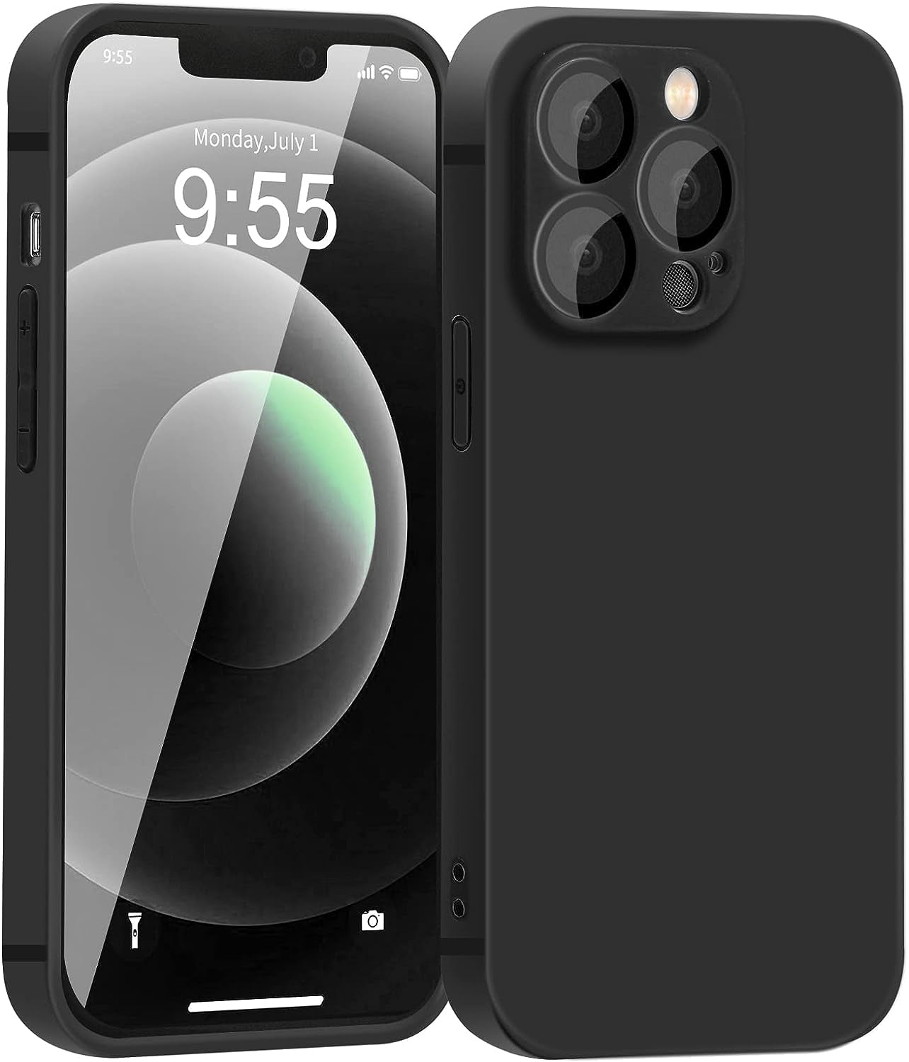 YZR Silicone Case for Iphone 12 Pro Max Case 6.7 Inch, Individual Protection for Each Lens, Liquid Silicone Phone Case with Microfiber Lining (Hawthorn Red)  YZR Black  