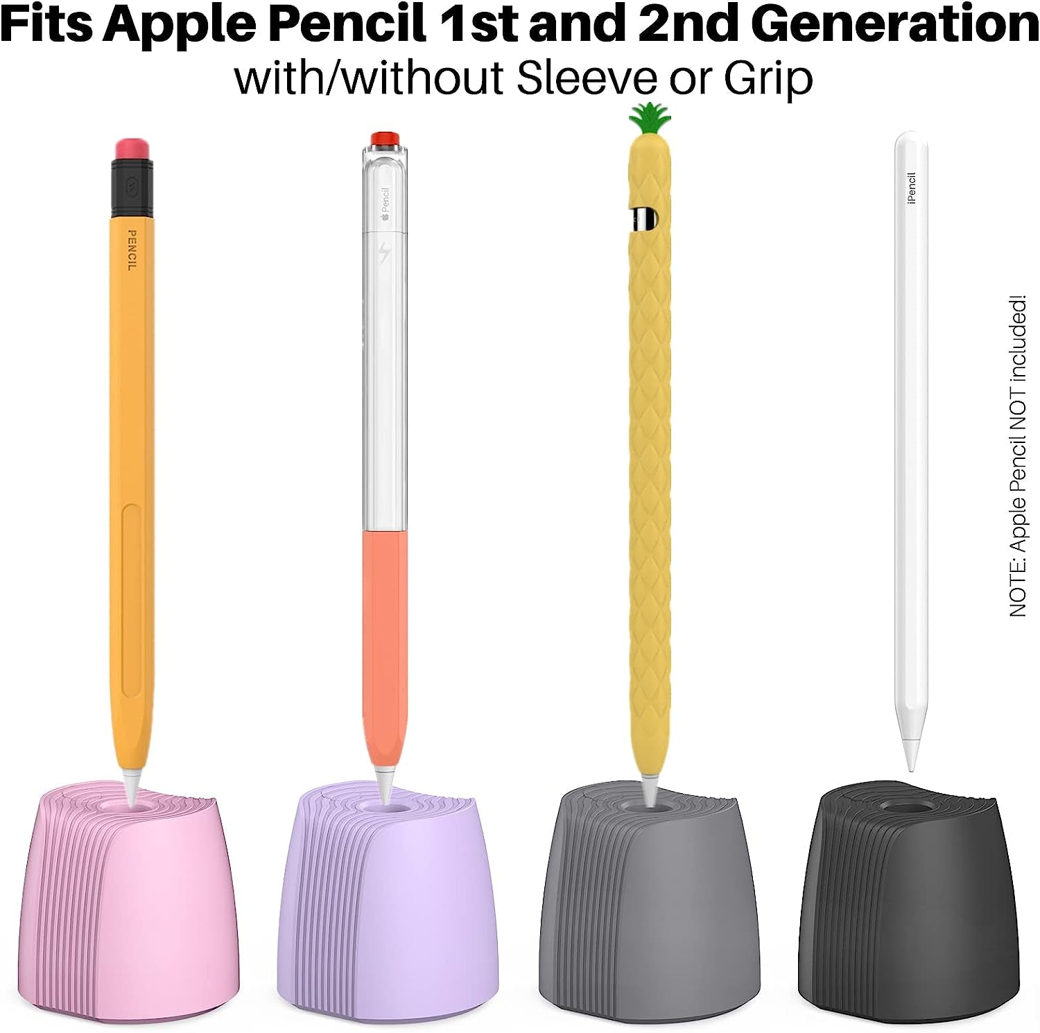 LJFLYXRI Portable Silicone Stand for Apple Pencil 1/2 Charger Holder Non-Slip Base Pen Charging Station Dock Adapter Tablet Pen Accessory,New Pen Accessories Base (Black)  LJFLYXRI   