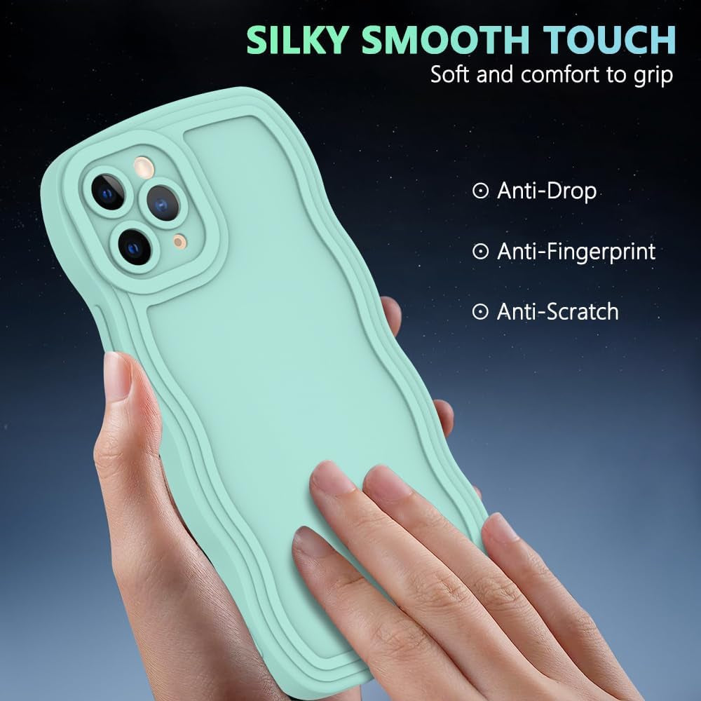 WOGROO Case for Iphone 11 Pro Case,Wave Curly Frame Design,Soft Flexible Tpu,Cute Wavy Solid Color Aesthetic Flashion Phone Case Shockproof Protective Case Cover 5.8" - Mint  WOGROO   