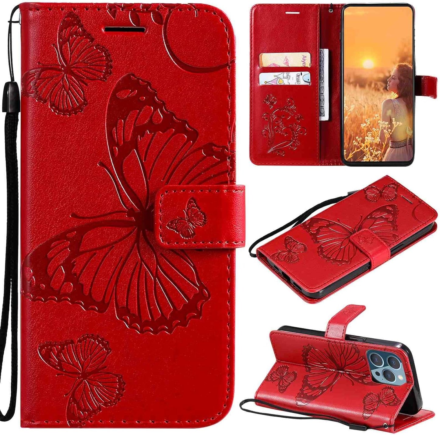 Fansipro Phone Cover Wallet Folio Case for LG V30, Premium PU Leather Slim Fit Cover for LG V30, 2 Card Slots, Exact Fit, Golden  Fansipro Red  