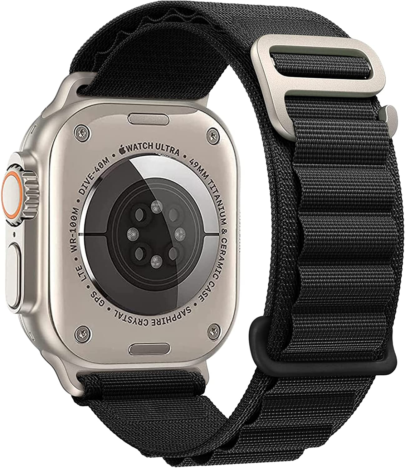 VNCAS Compatible with Apple Watch Ultra Band 49Mm 45Mm 44Mm 42Mm 38Mm 40Mm 41Mm Men Women, Rugged Alpine Loop Nylon Sport Bands with Titanium G-Hook Braided Stap for Iwatch Series SE 8 7 6 5 4 3 2 1  VNCAS Black 38mm/40mm/41mm 