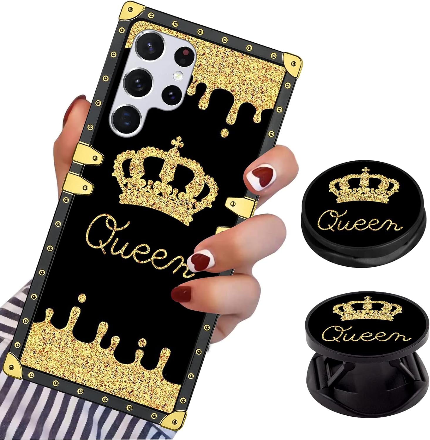 LSL Compatible with Samsung Galaxy Note 20 5G Square Phone Case, Queen Golden Crown Luxury TPU Plating Corner Shockproof Protection Cover for Women Girls, for Samsung Galaxy Note 20 5G  LSL For Samsung Galaxy S22 Ultra  
