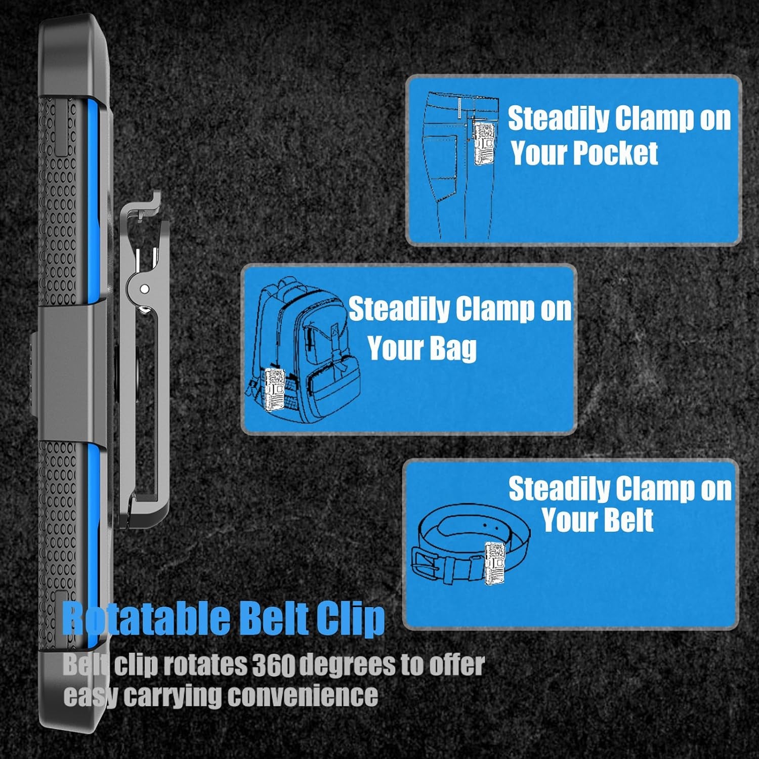 Tekcoo Holster Clip for LG G7 Thinq / 2018 LG G7, [Tshell] [Built-In Screen] Shock Absorbing Secure Swivel Locking Belt Defender Full Body Kickstand Carrying Sturdy Armor Case Cover [Blue]  Tekcoo   