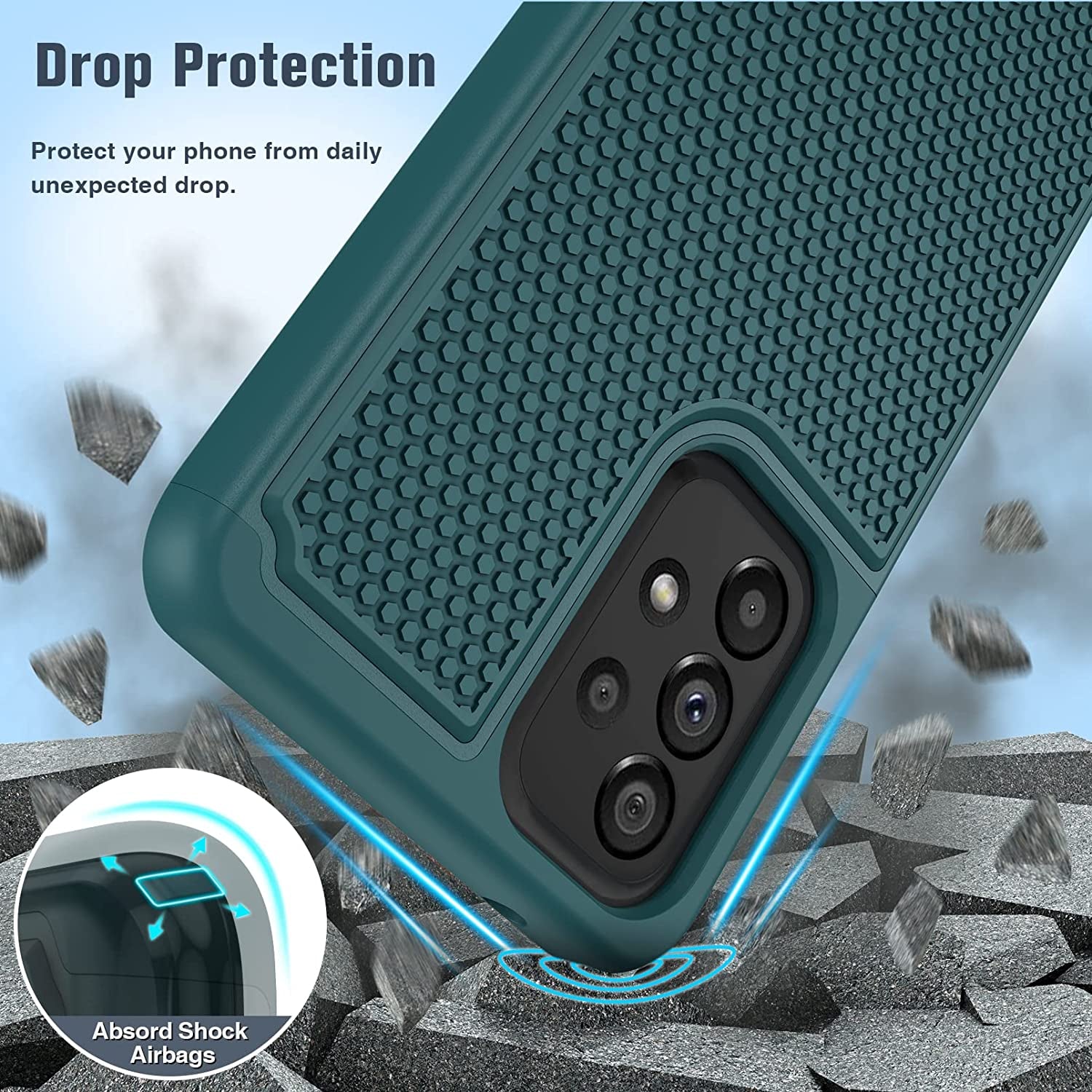 BNIUT for Samsung Galaxy A53 5G (Galaxy A53 5G UW) Case: Dual Layer Protective Heavy Duty Cell Phone Cover Shockproof Rugged with Non Slip Textured Back - Military Protection - 6.5Inch (Dark Green)  binghexin   