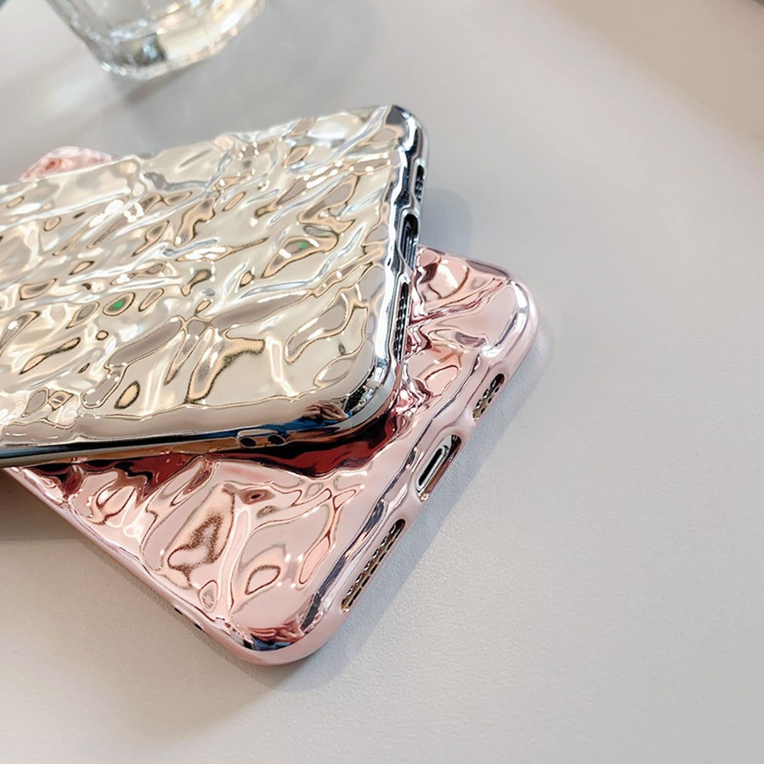 Yebowe Compatible with Iphone 11 Case, Cute 3D Tin Foil Pleated Luxury Phone Cover for Women Girls Cool Bling Designer Soft Silicone Case for Iphone 11, Rose Gold  Yebowe   