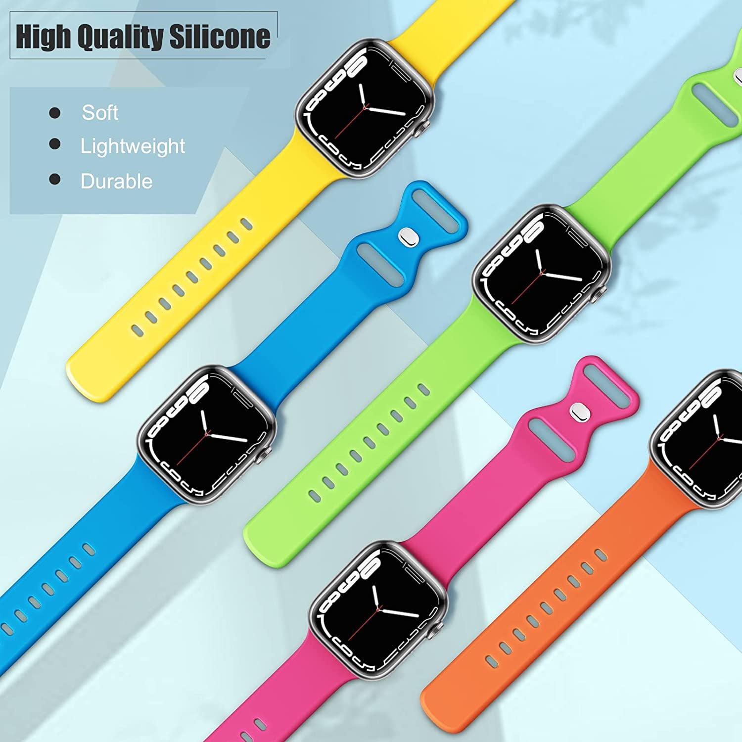 [5 PACK] STG Sport Watch Band Compatible with Apple Watch Band 38Mm 40Mm 41Mm 42Mm 44Mm 45Mm 49Mm Soft Silicone Replacement Sport Strap Compatible for Iwatch Ultra SE Series 8/7/6/5/4/3/2/1 (38Mm/40Mm/41Mm S/M, 5 PACK  STG   