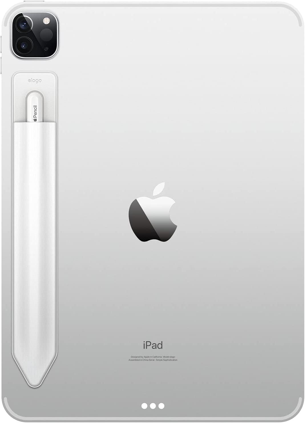 Elago Pencil Holder Compatible with Apple Pencil 1 and 2, Strong Adhesive Sleeve, Attach to Tablet Case, PU Leather and Soft Lycra Material, Stylish Design, Elastic Pocket, Scratch-Free [White]  elago   