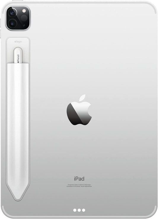 Elago Pencil Holder Compatible with Apple Pencil 1 and 2, Strong Adhesive Sleeve, Attach to Tablet Case, PU Leather and Soft Lycra Material, Stylish Design, Elastic Pocket, Scratch-Free [White]  elago   