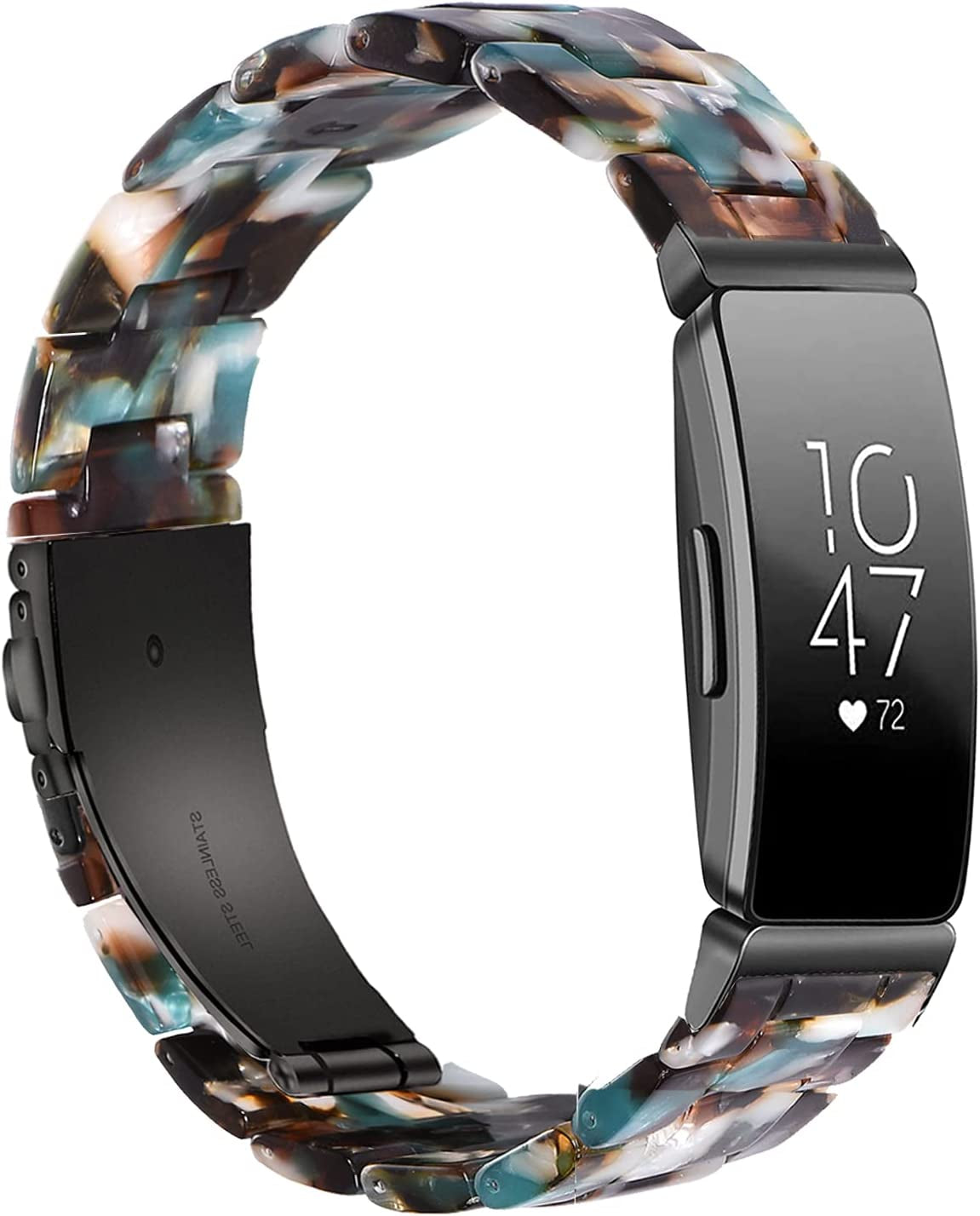 Wongeto Compatible with Fitbit Inspire 2 & Inspire/Inspire HR Bands for Women Girls, Resin Wristband Strap with Stainless Steel Buckle Replacement Bands for Fitbit Inspire Accssorises(White Flower)  Wongeto Blue Flower  