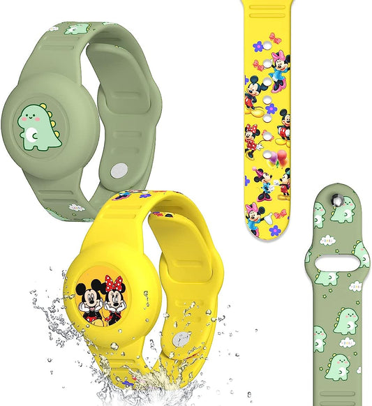 2Pack Airtag Bracelet for Kids Cute, Cartoon Kids Air Tag Wristband Hidden Air Tag Holder for Apple Air Tag, Soft Silicone Airtag Accessories Waterproof Airtag Bracelet for Kids Toddler (Green+Yellow)  ZOICIP   