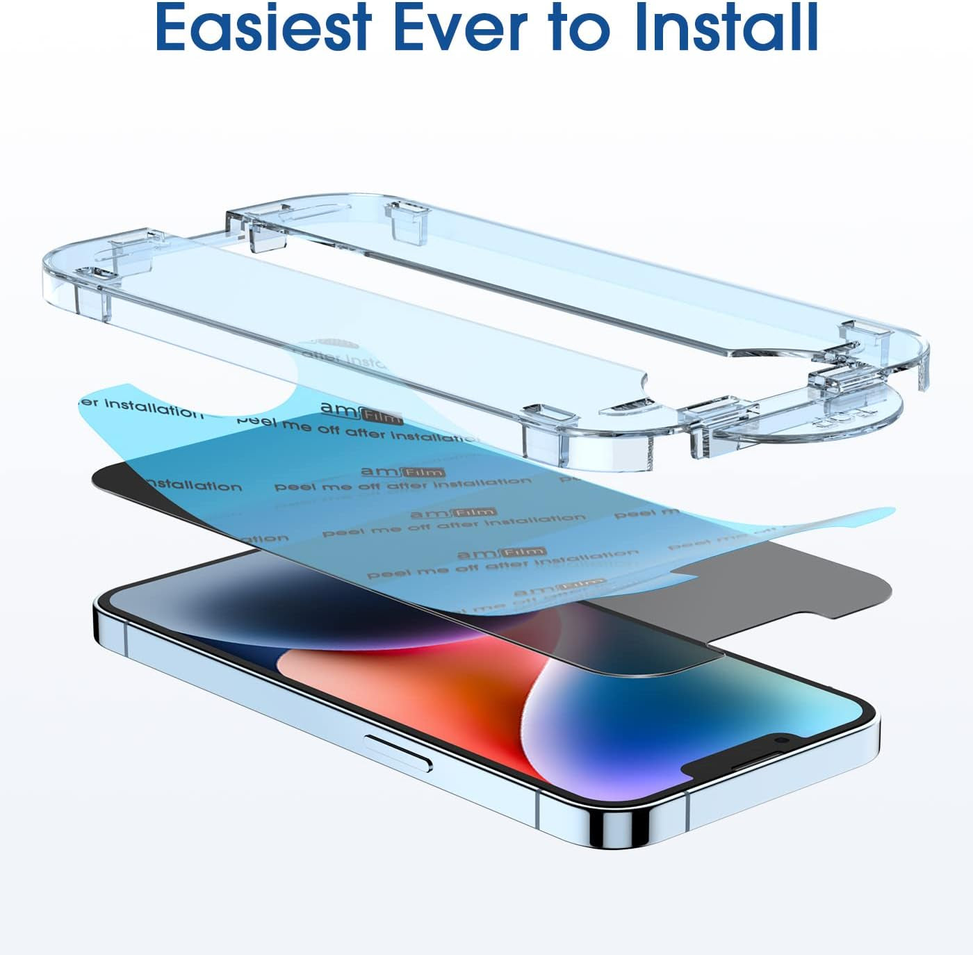 Amfilm (2 Pack) Onetouch Compatible with Iphone 14/Iphone 13/Iphone 13 Pro Privacy Screen Protector 9H Tempered Glass 6.1" anti Spy Private Edge to Edge Full Coverage with Easy Installation Kit  TechMatte   