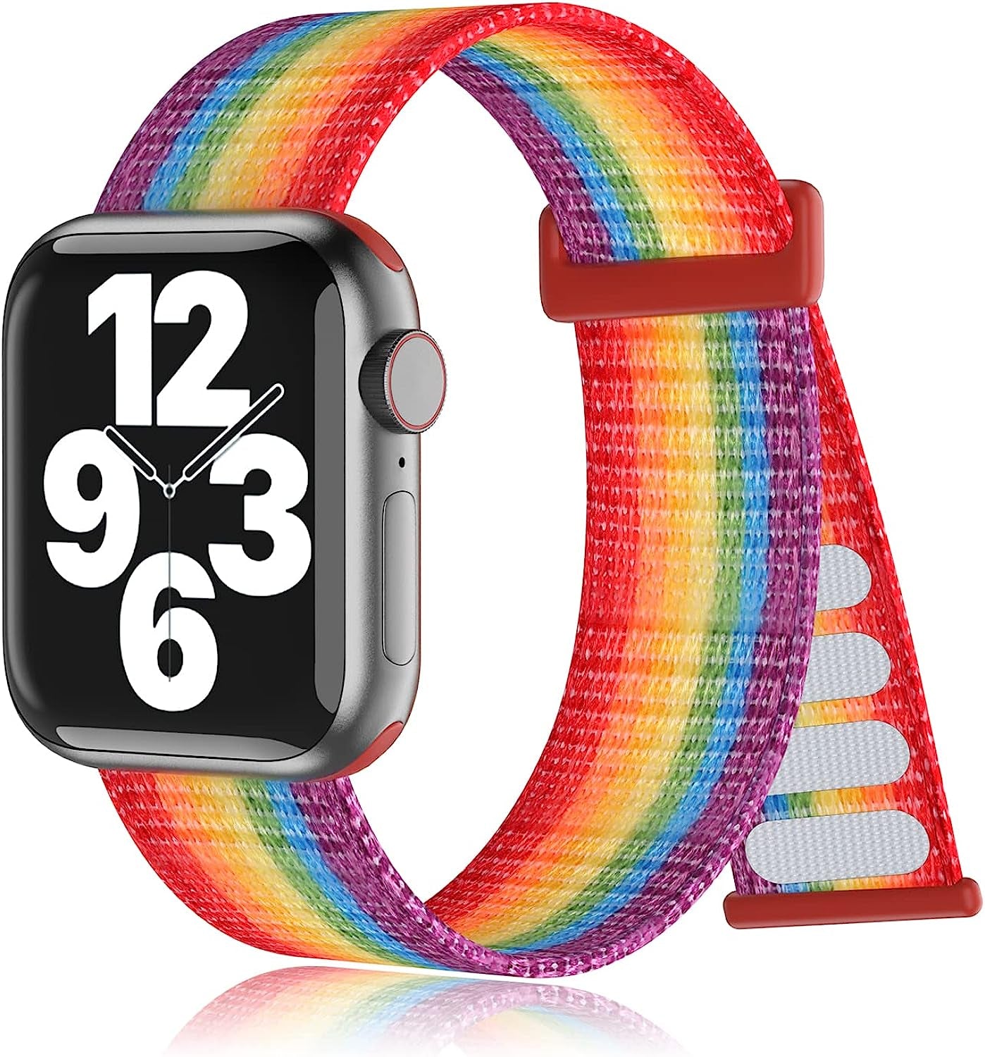 Nylon Sport Loop Bands Compatible with Apple Watch Band for Women Men, Stretchy Elastic Braided Replacement Straps for Iwatch Series 6 7 5 4 3 2 1 SE  N-Hocezyg Rainbow 38mm/40mm/41mm 