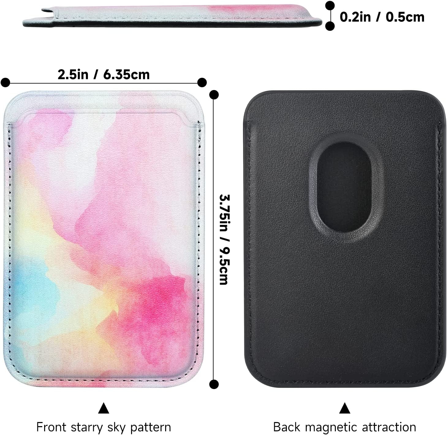 KECC Magsafe Wallet Compatible with Apple Iphone 13 12 Pro Max | Ultra Strong Magnetic Wallet Card Holder Pouch | Italian Leather, Slim, Lightweight (Rainbow Mist)  KECC   