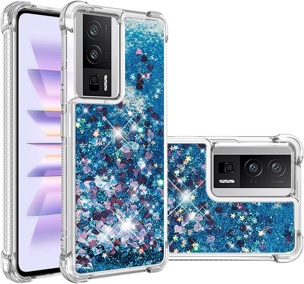 LEMAXELERS Case for Xiaomi Poco F5 5G, Bling Glitter Liquid Clear Case Floating Quicksand Shockproof Protective Sparkle Silicone Soft TPU Case for Xiaomi Poco F5 5G. YBL Love Rose  LEMAXELERS Love-5 Xiaomi Poco F5 Pro 5G 