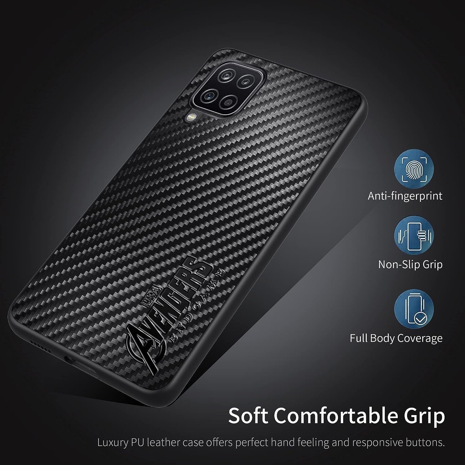 IRON SPIDER Case for Galaxy A12, with Marvel Character Samsung A12 Leather Case, A-BLACK  IRON SPIDER   